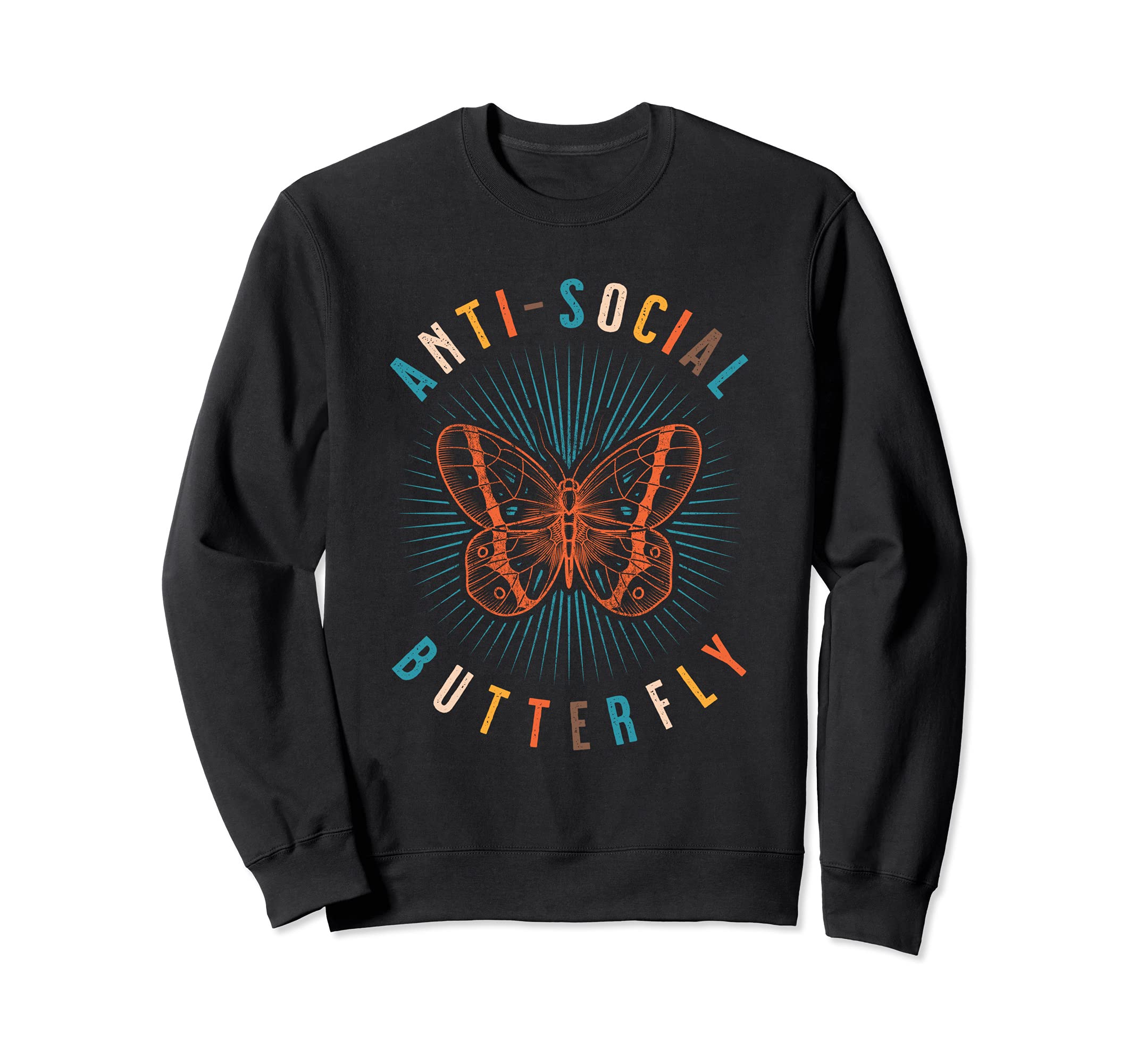 Anti Social Butterfly Shy Sweatshirt - Aesthetic Graphic for Adults - T-Shirt, Sweatshirt, Hoodie