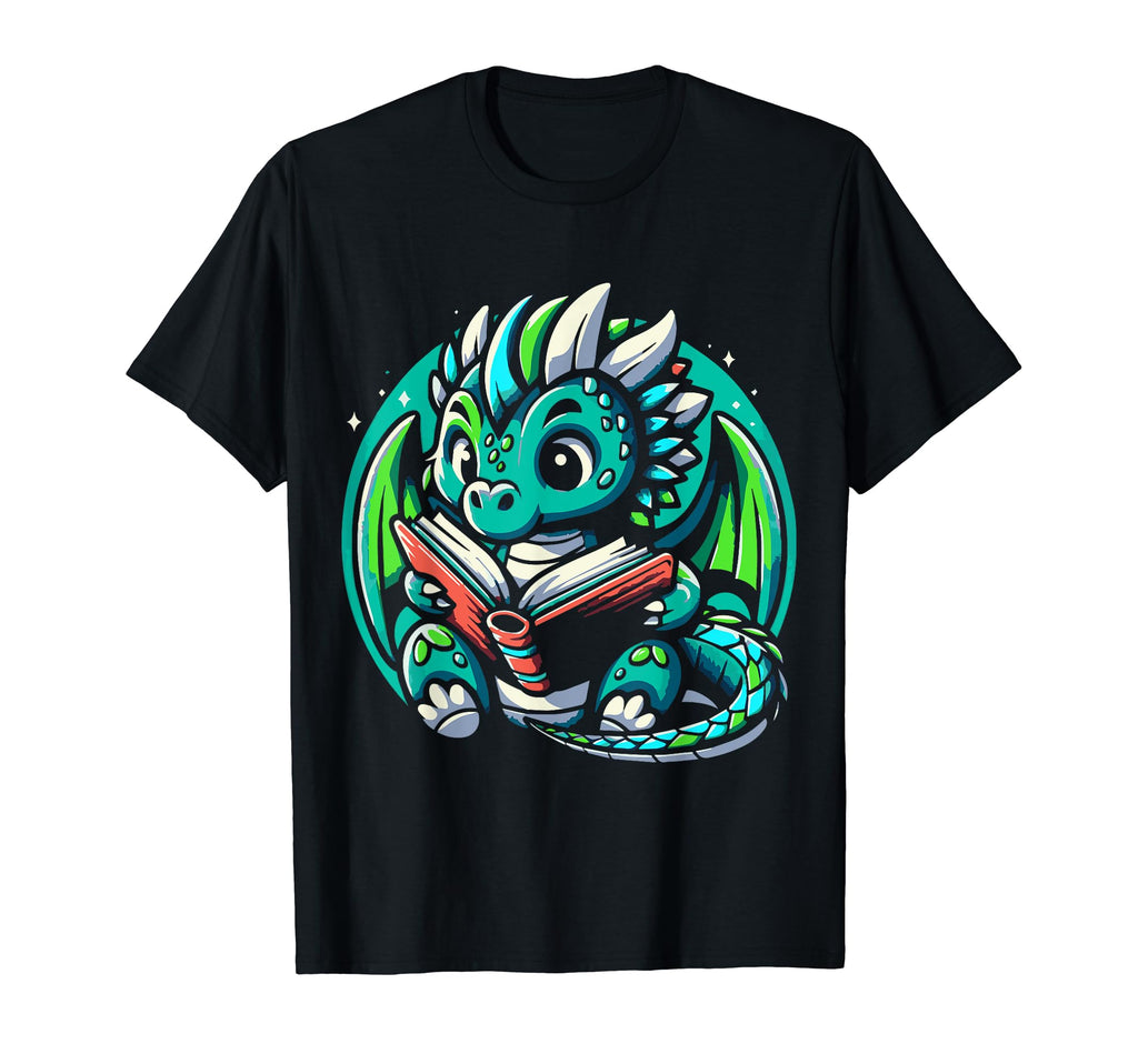 Dragon Reading Book Dragon Enthusiast T-Shirt - Unique Graphic Unisex - T-Shirt, Sweatshirt, Hoodie