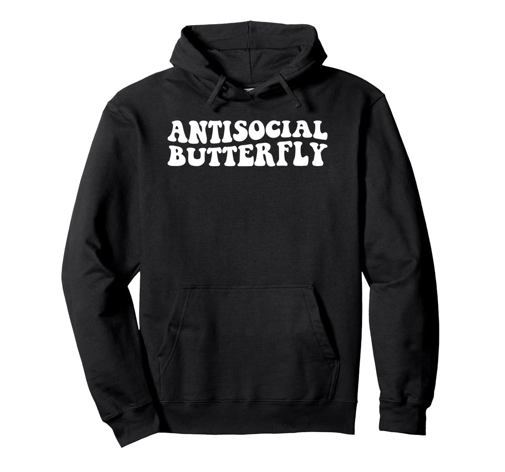Antisocial Butterfly Funny Introverted Hoodie - Minimalist Print Men Women - T-Shirt, Sweatshirt, Hoodie