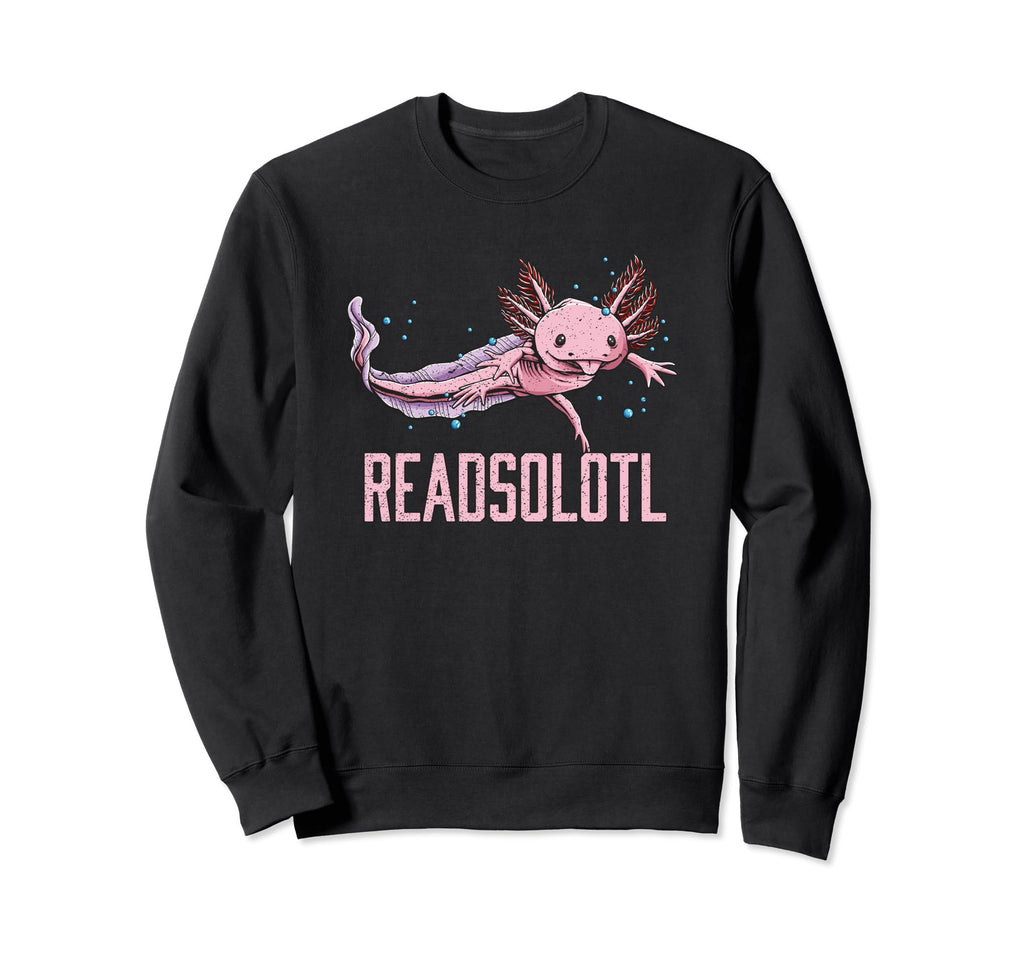 Readsolotl Axolotl Bookworm Sweatshirt - Minimalist Print Men Women - T-Shirt, Sweatshirt, Hoodie