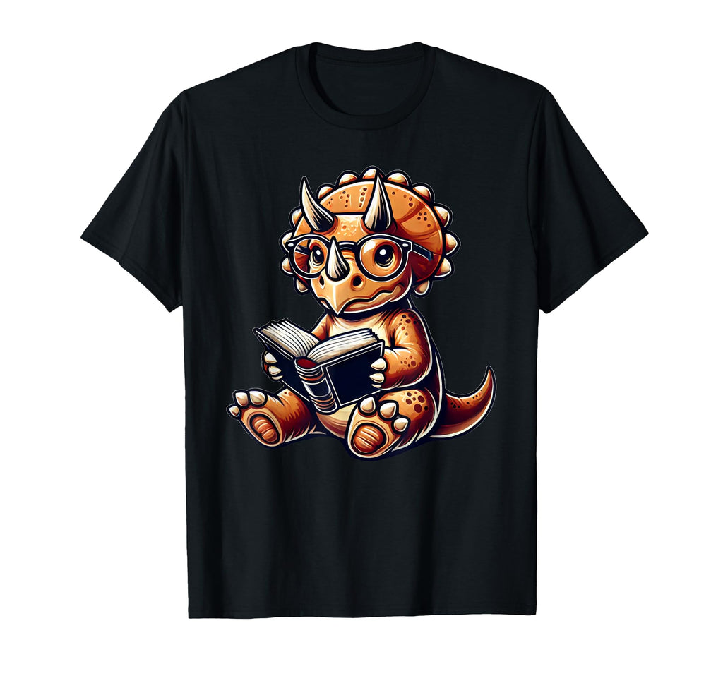 Triceratops Dinosaur Reading Book Nerd T-Shirt - Streetwear Style Men Women - T-Shirt, Sweatshirt, Hoodie