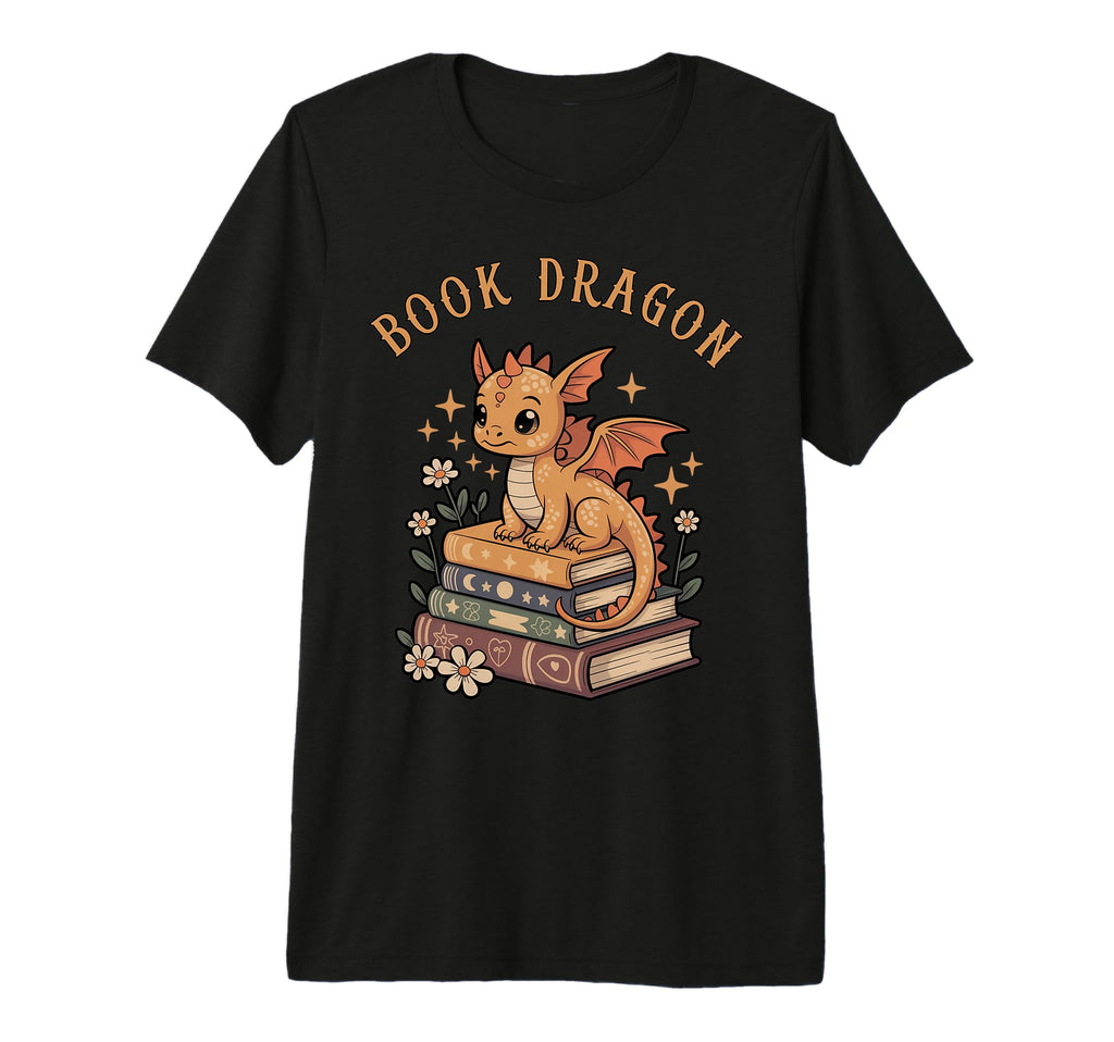 Bookish Dragon Book Lover Tri Blend T-Shirt - Custom Art Print Unisex - T-Shirt, Sweatshirt, Hoodie