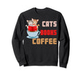 Cats Books Coffee Feline Java Pet Hoodie - Aesthetic Graphic for Adults - T-Shirt, Sweatshirt, Hoodie