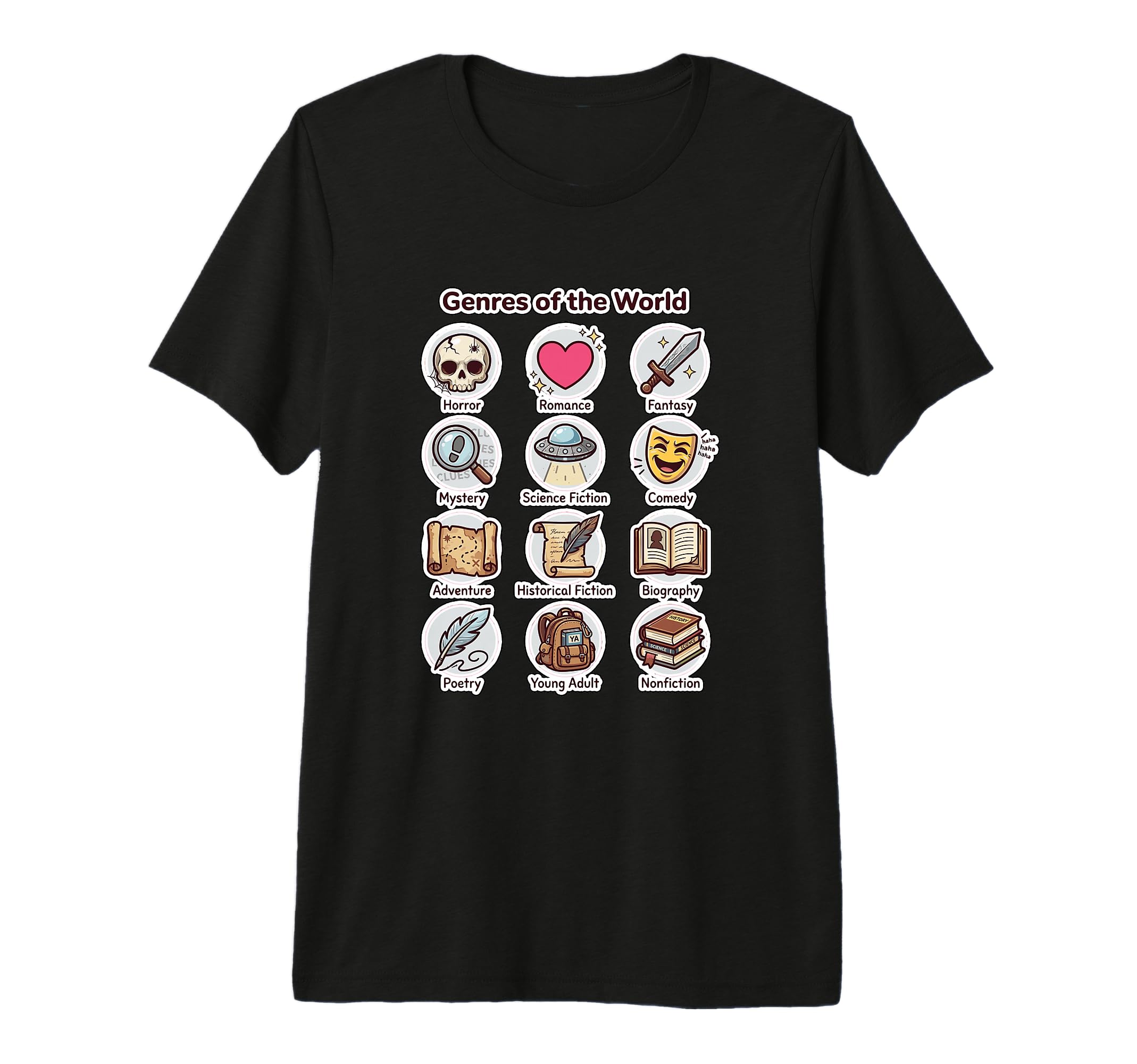 Bookish Genres World Reading T-Shirt - Aesthetic Graphic Men Women - T-Shirt, Sweatshirt, Hoodie