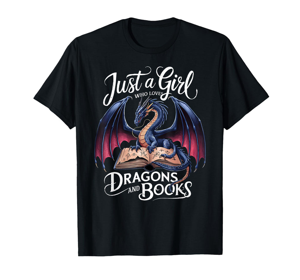 Just Who Loves Dragons And Books Reader T-Shirt - Graphic Print Unisex - T-Shirt, Sweatshirt, Hoodie