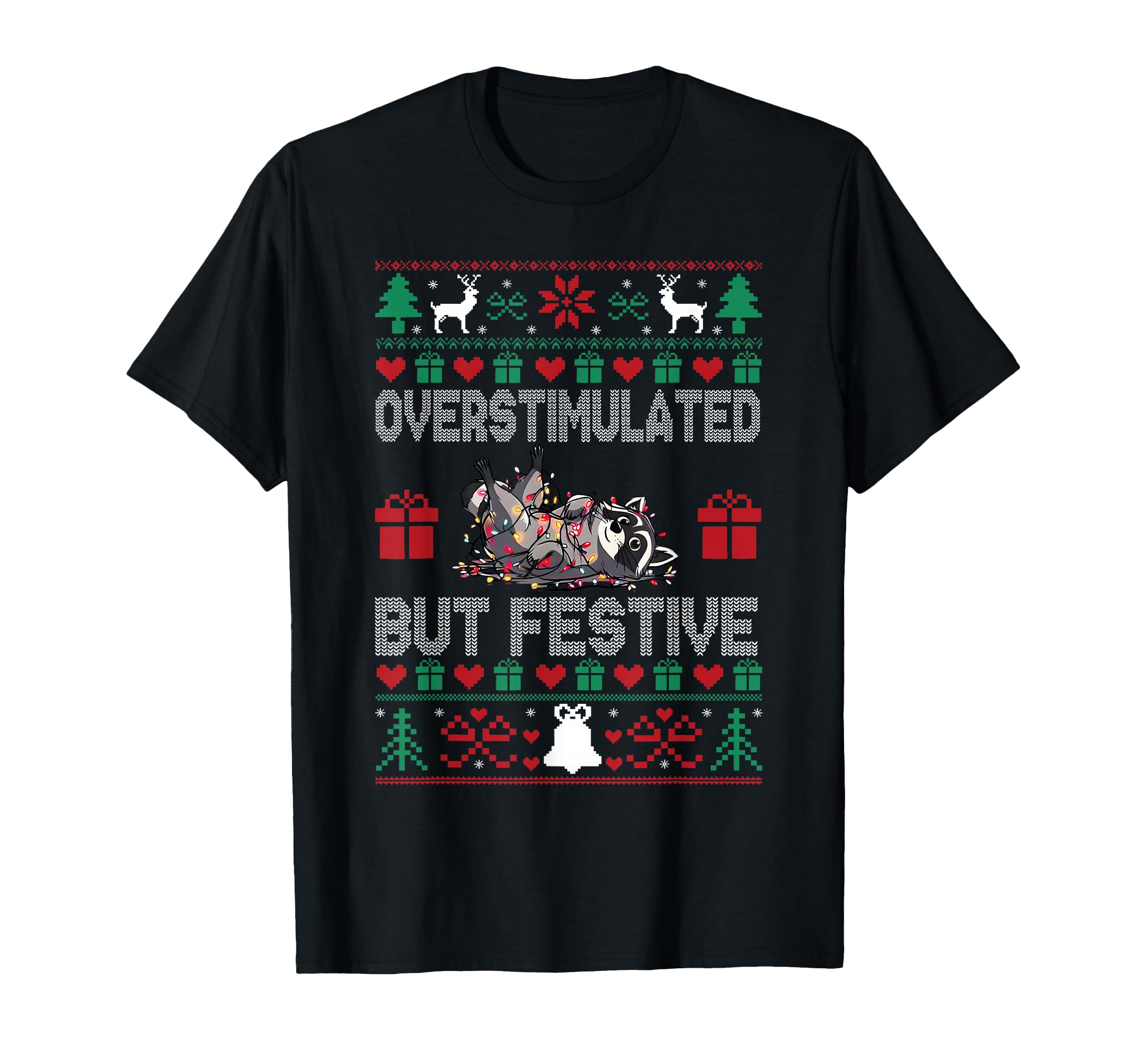 Funny Santa Opossum Overstimulated T-Shirt - Aesthetic Graphic Men Women - T-Shirt, Sweatshirt, Hoodie