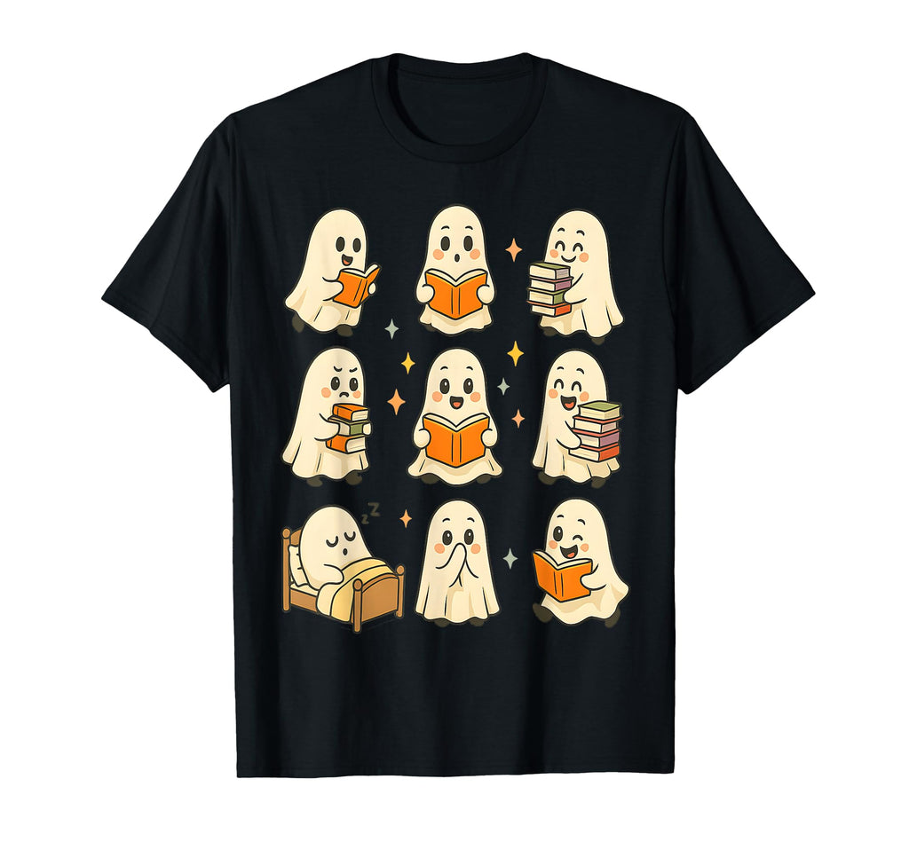 Ghost Reading Books Cozy Spooky T-Shirt - Aesthetic Graphic for Adults - T-Shirt, Sweatshirt, Hoodie