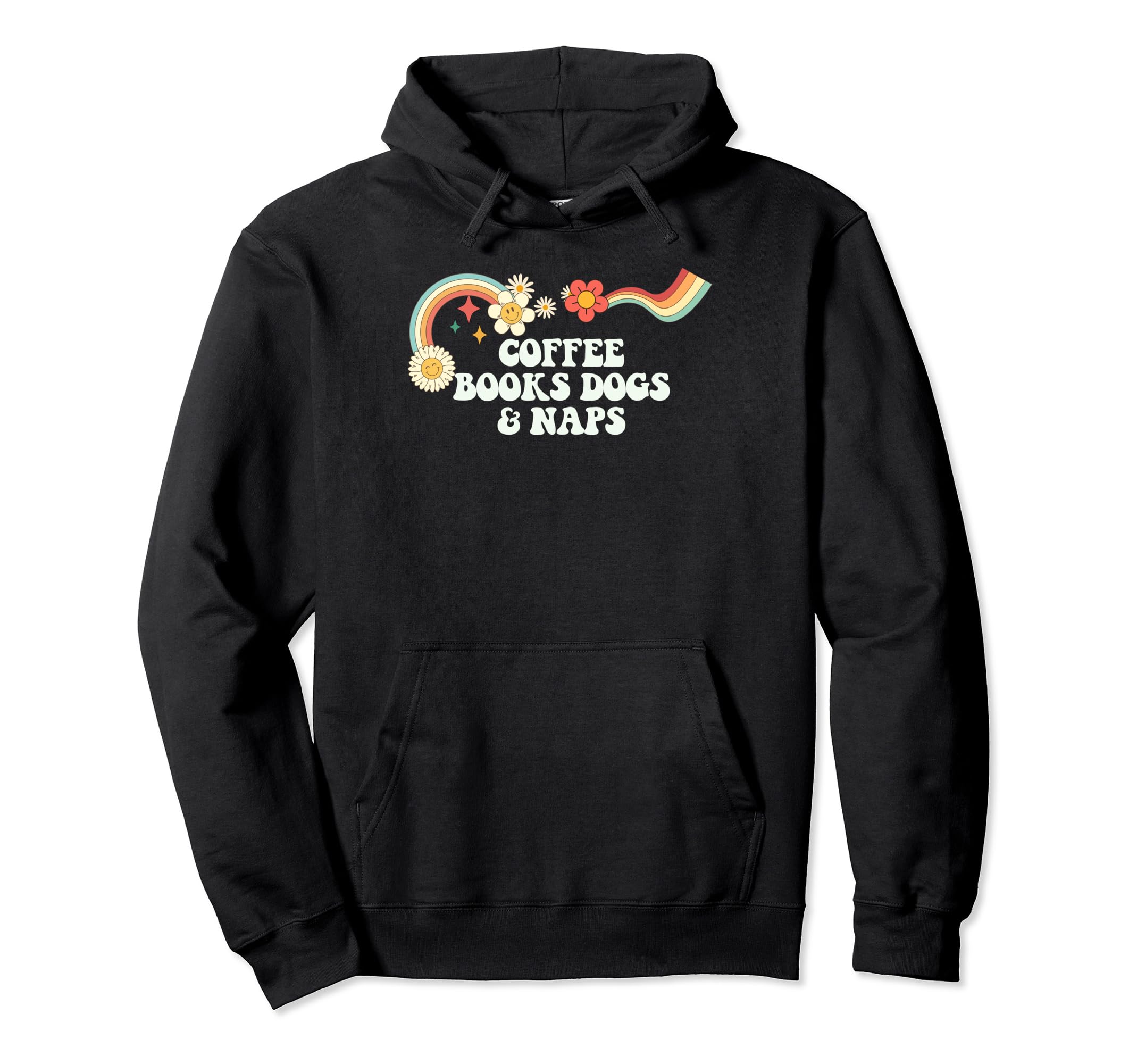 Groovy Funny Coffee Books Dogs Naps Hoodie - Custom Art Print Men Women - T-Shirt, Sweatshirt, Hoodie