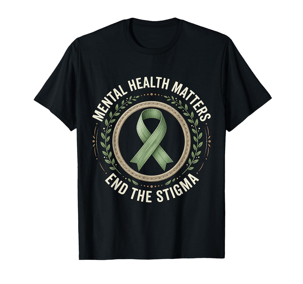 Green Ribbon Awareness Mental Health T-Shirt - Fun Novelty Design Unisex - T-Shirt, Sweatshirt, Hoodie