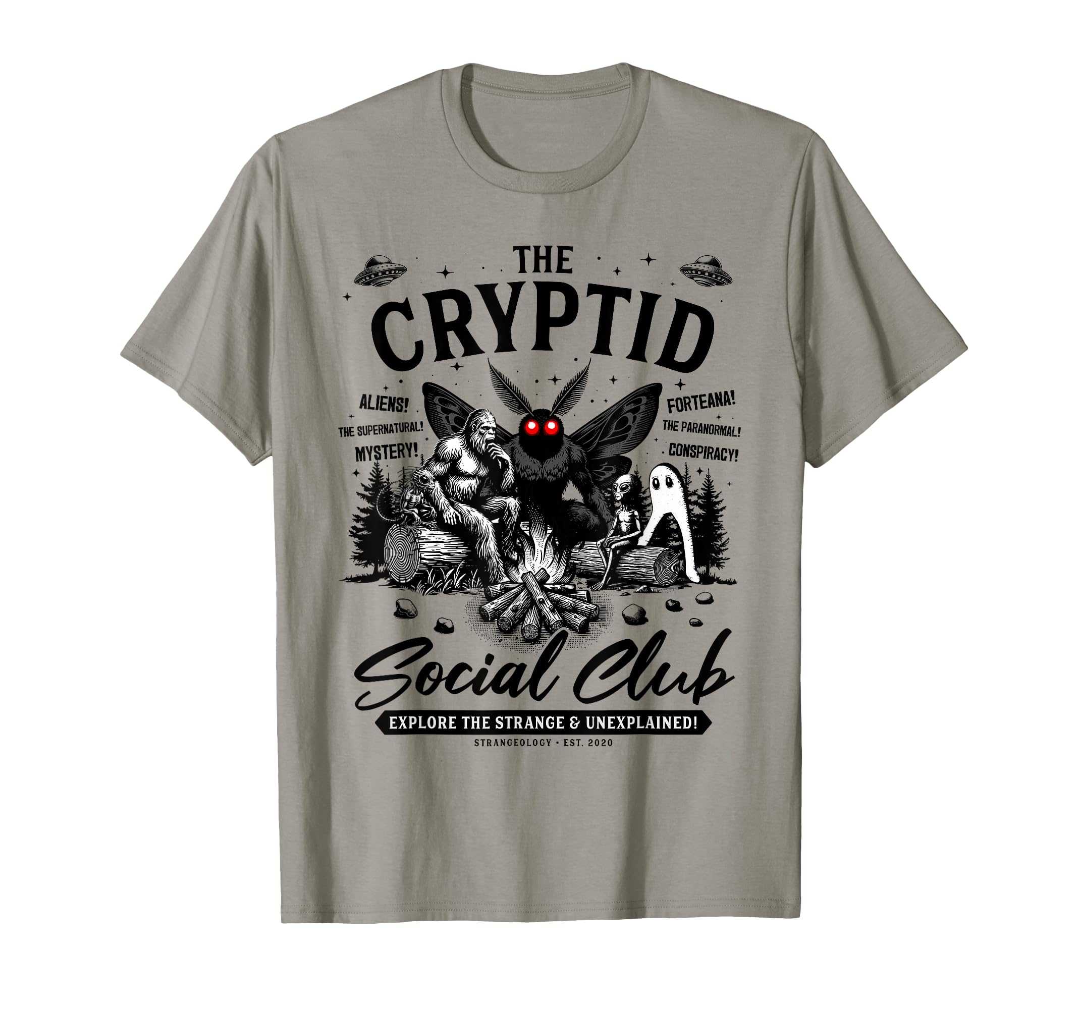 Strangeology Cryptid Social Club Bigfoot T-Shirt - Unique Graphic Unisex - T-Shirt, Sweatshirt, Hoodie