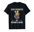 Reading Easily Distracted Dragons Books T-Shirt - Minimalist Print Unisex - T-Shirt, Sweatshirt, Hoodie