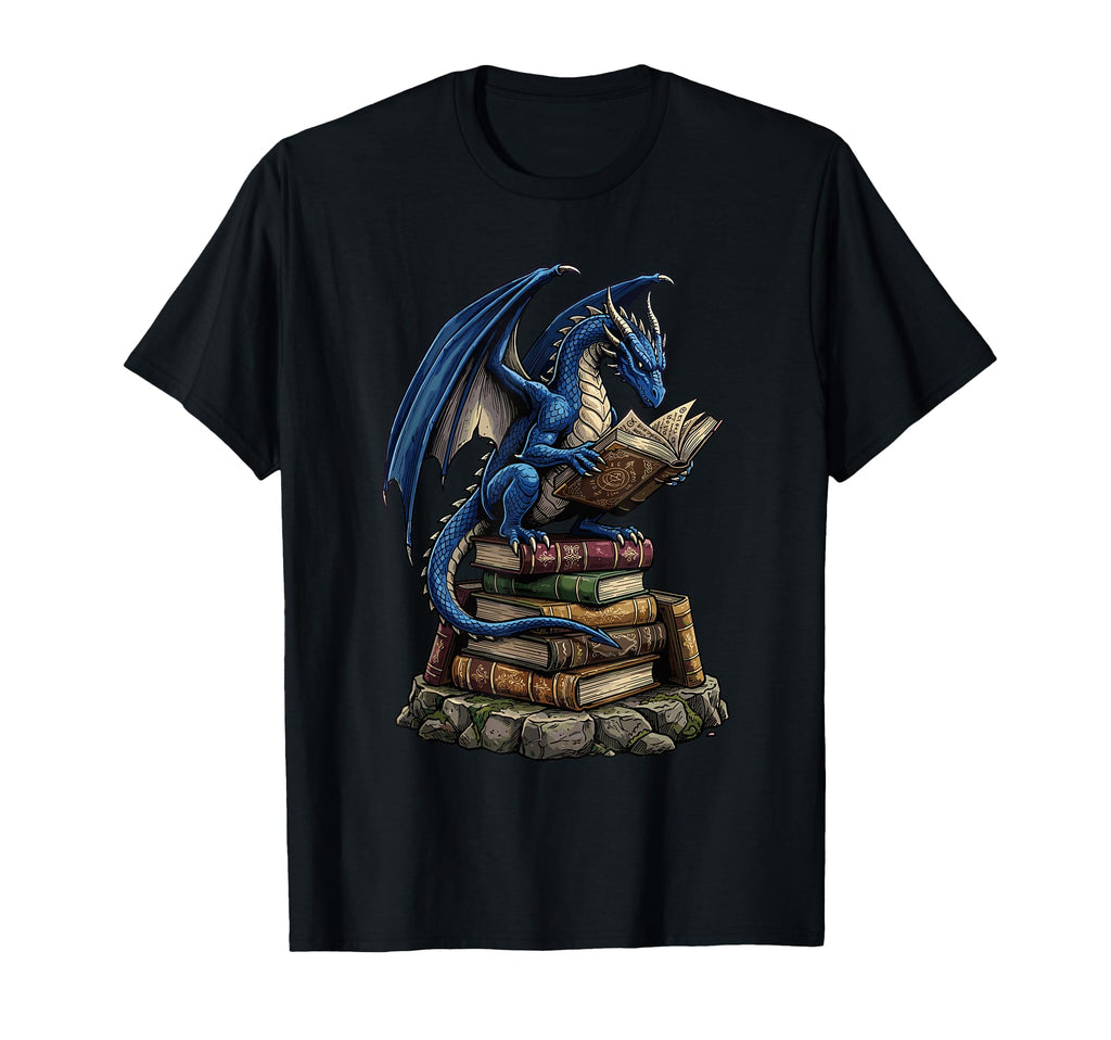 Dragon Reading Books Bookworm Book Lover T-Shirt - Unique Graphic Men Women - T-Shirt, Sweatshirt, Hoodie