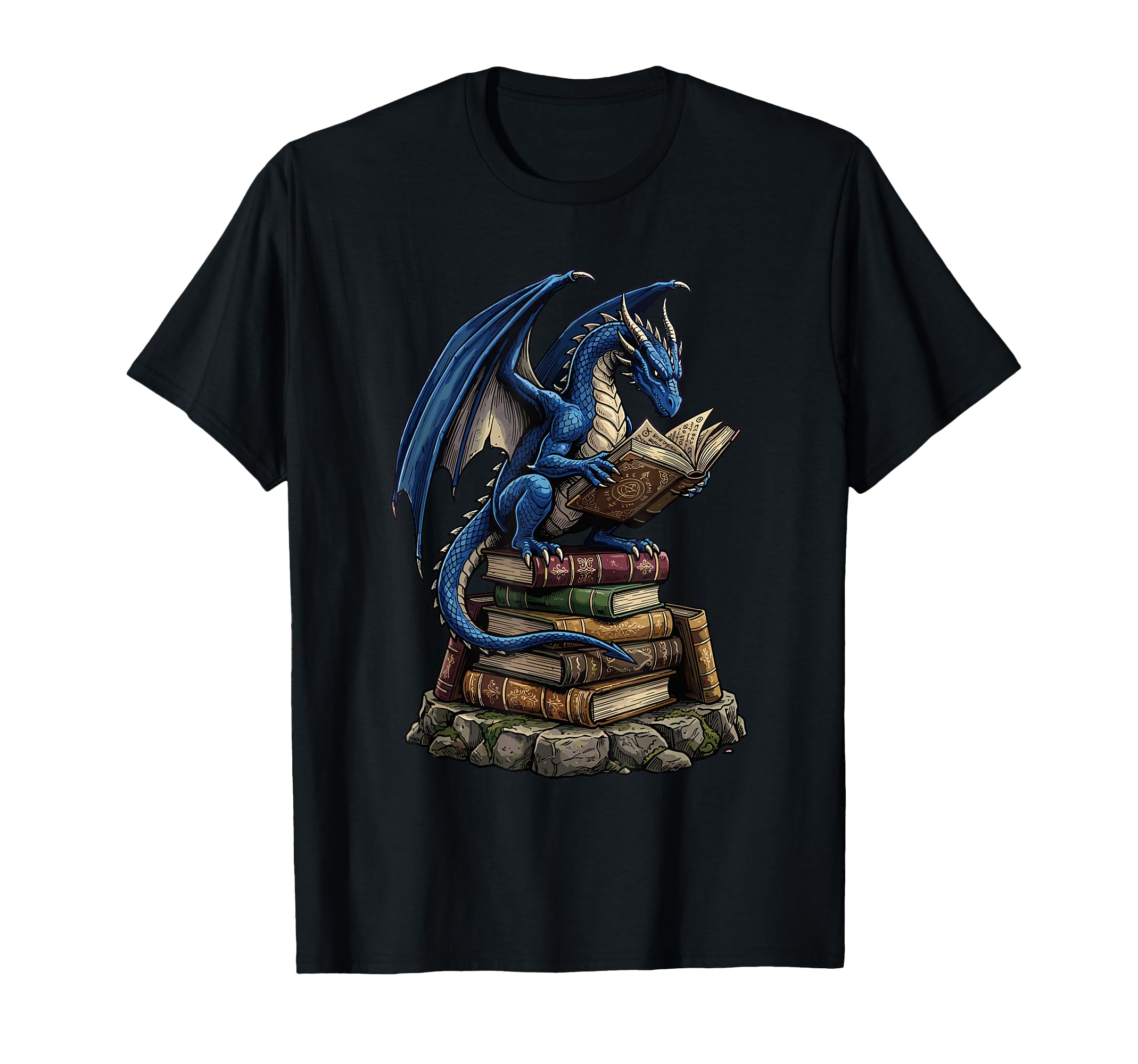 Dragon Reading Books Bookworm Book Lover T-Shirt - Unique Graphic Men Women - T-Shirt, Sweatshirt, Hoodie
