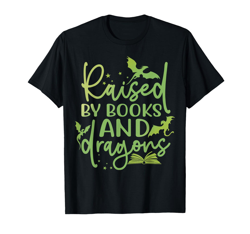 Raised Books And Dragons Fantasy Book T-Shirt - Fun Novelty Design Unisex - T-Shirt, Sweatshirt, Hoodie