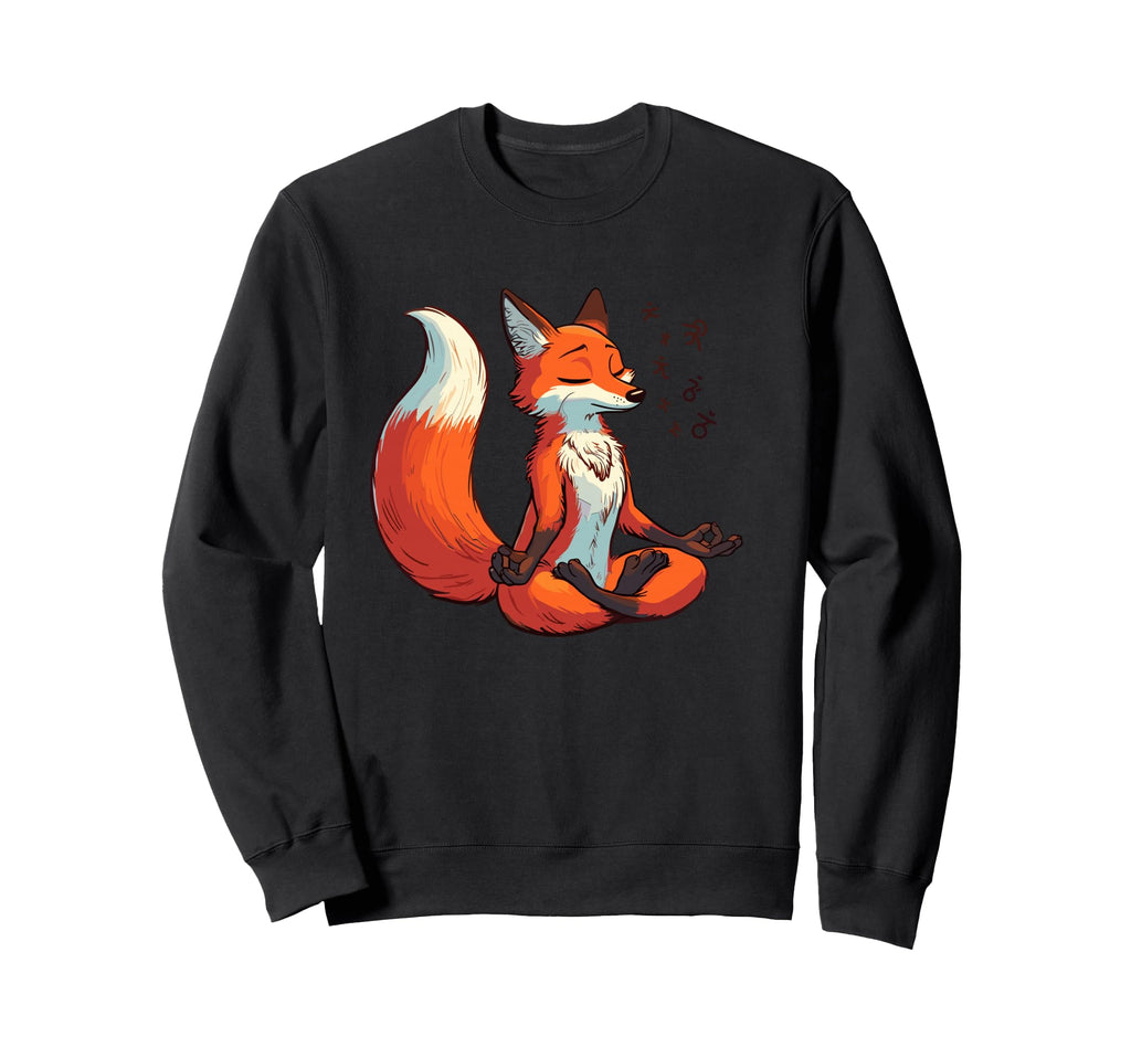 Meditation Fox Yoga Pose Relaxing Sweatshirt - Trendy Graphic Men Women - T-Shirt, Sweatshirt, Hoodie