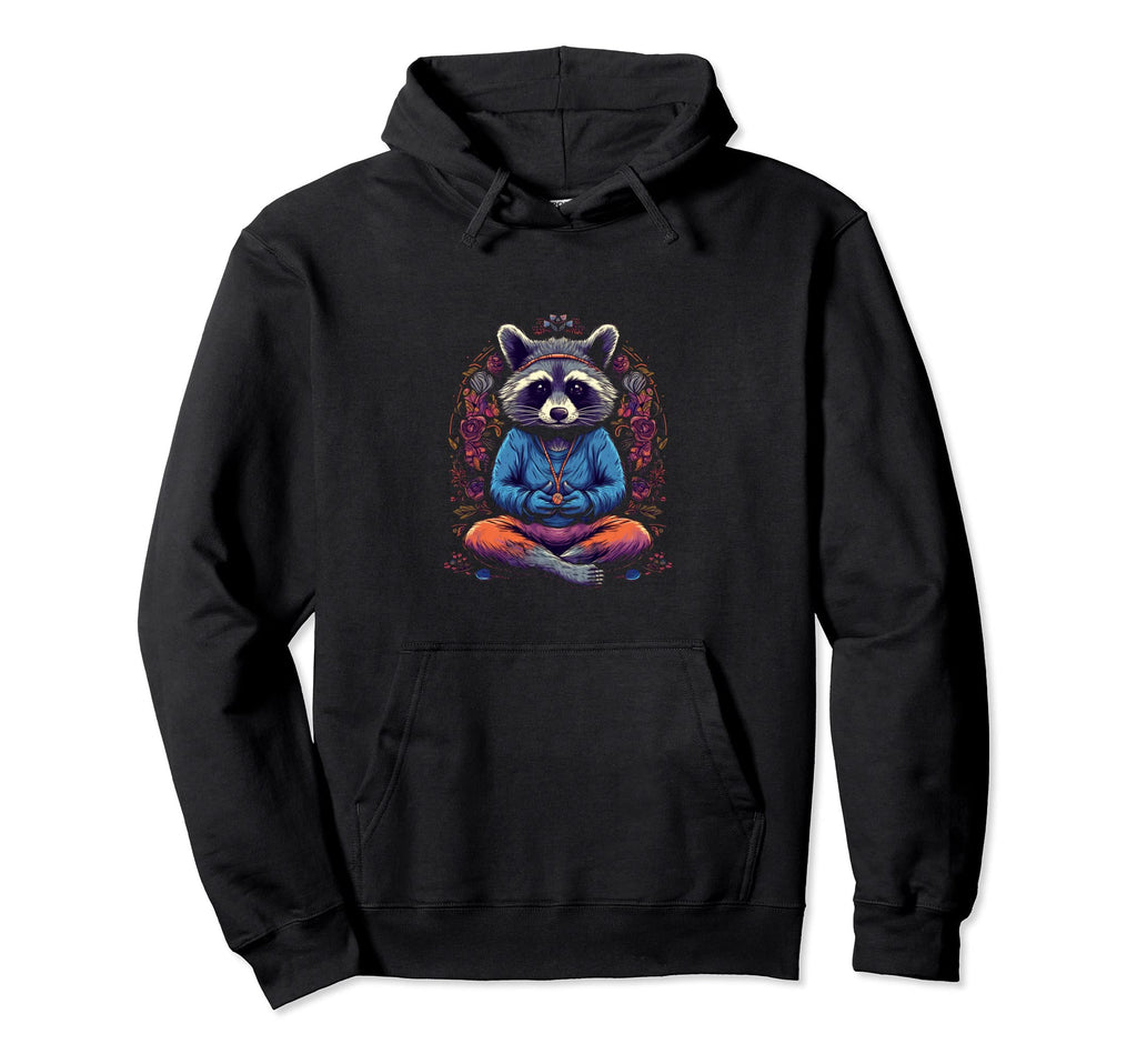 Yoga Raccoon Meditation Zen Mindfulness Hoodie - Unique Graphic Men Women - T-Shirt, Sweatshirt, Hoodie
