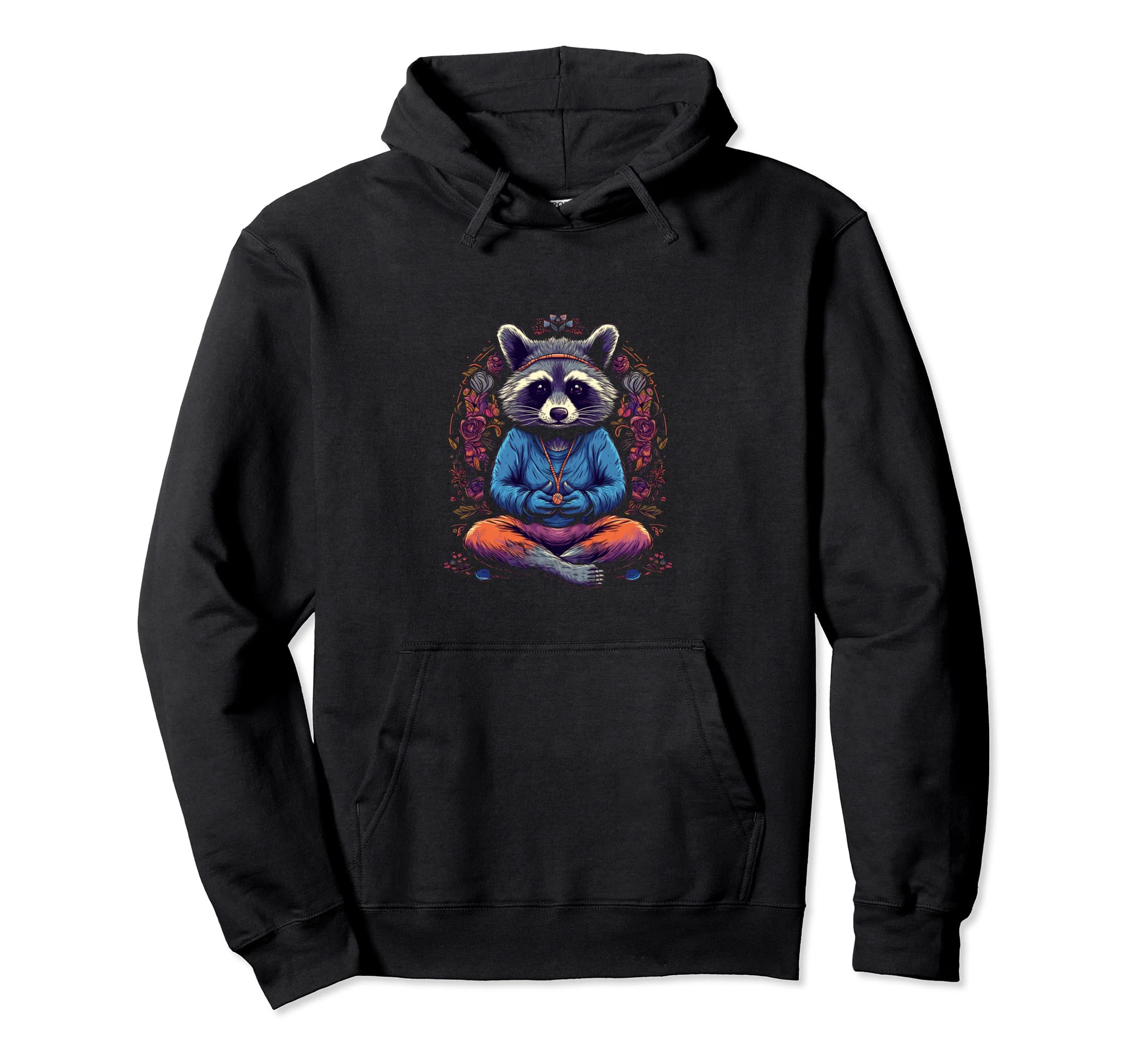 Yoga Raccoon Meditation Zen Mindfulness Hoodie - Unique Graphic Men Women - T-Shirt, Sweatshirt, Hoodie