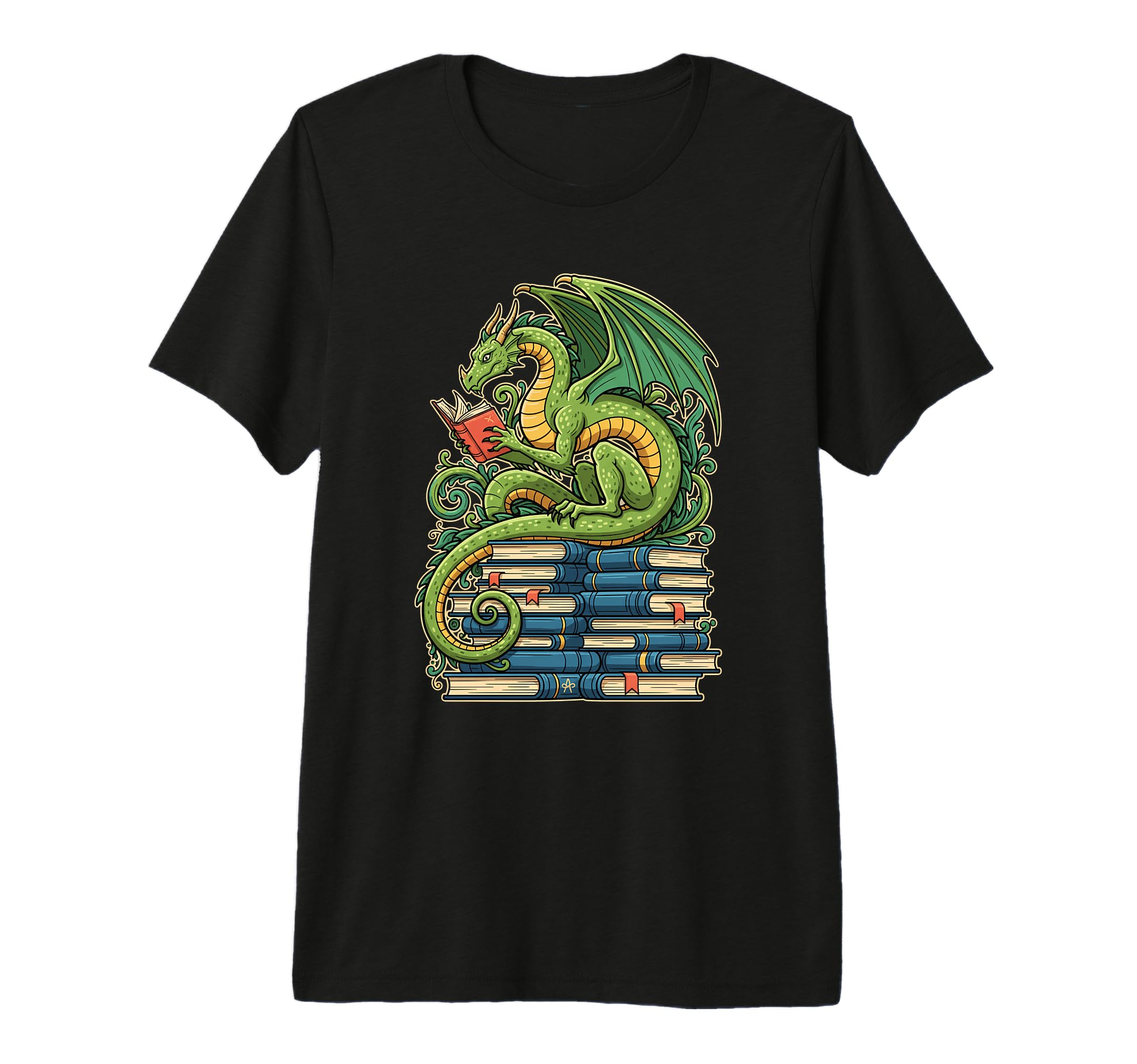 Reading Dragon Bibliophile Book T-Shirt - Minimalist Print for Adults - T-Shirt, Sweatshirt, Hoodie
