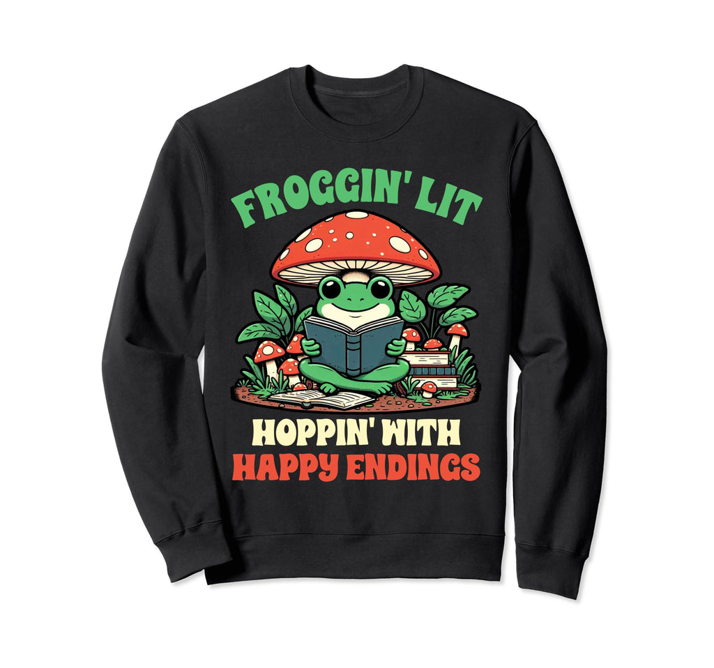Book Lover Reading Froggin Lit Sweatshirt - Streetwear Style for Adults - T-Shirt, Sweatshirt, Hoodie