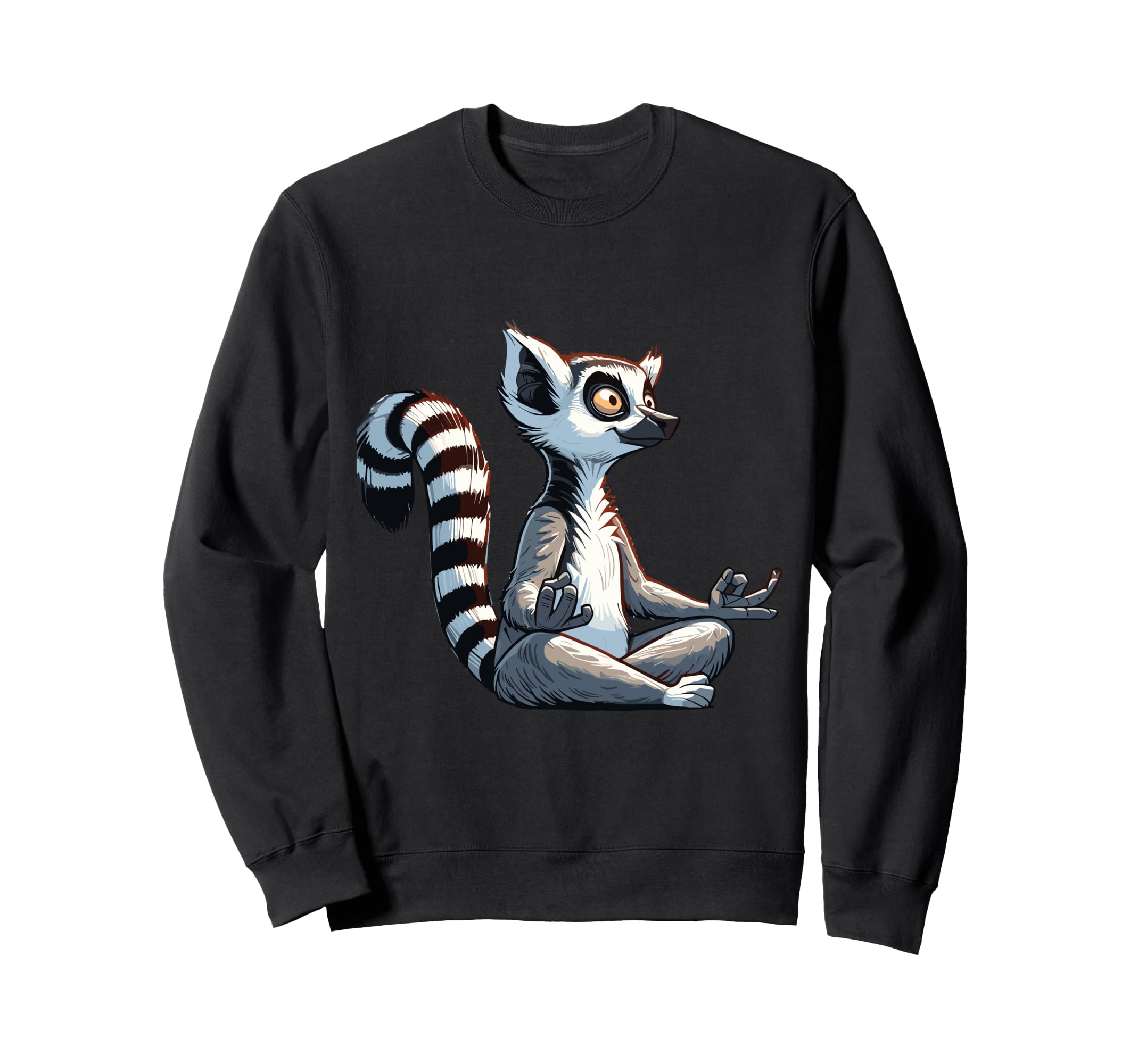 Meditation Lemur Yoga Pose Sweatshirt - Fun Novelty Design for Adults - T-Shirt, Sweatshirt, Hoodie