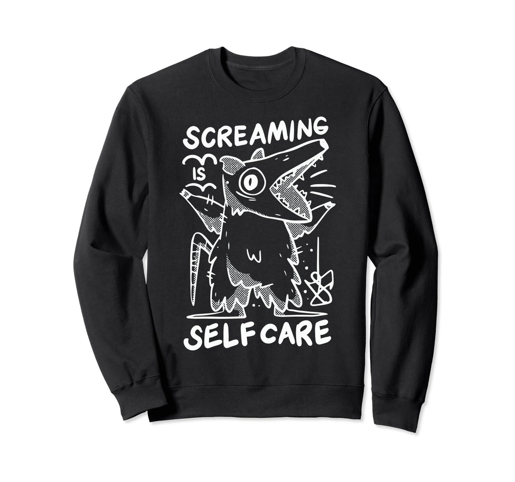 Opossum Therapeutic Screaming Stress Hoodie - Aesthetic Graphic Unisex - T-Shirt, Sweatshirt, Hoodie