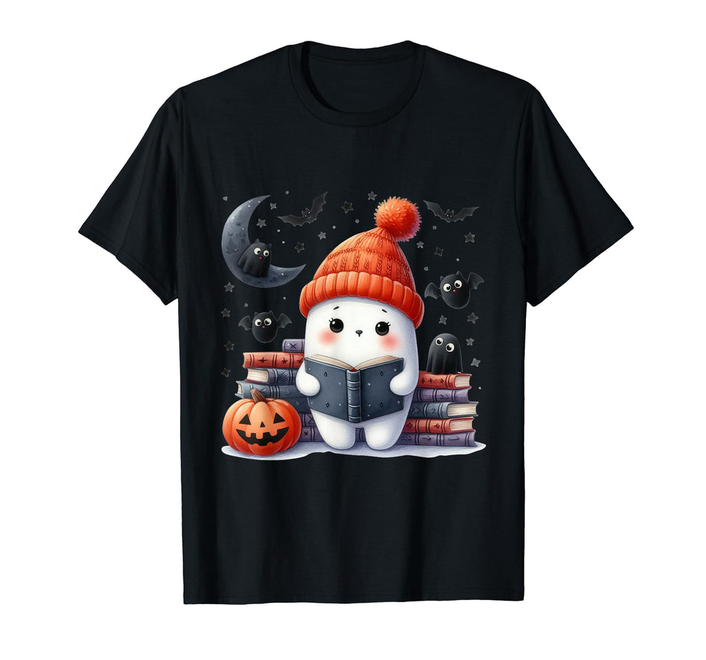Cartoon Ghost Halloween Books T-Shirt - Fun Novelty Design Men Women - T-Shirt, Sweatshirt, Hoodie