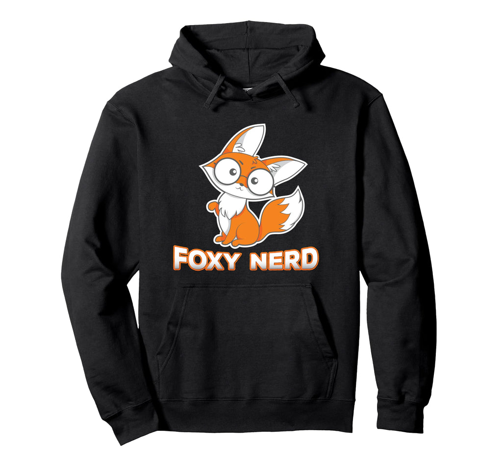 Foxy Nerd Nerdy Fox Geek Gamer Glasses Book Hoodie - Graphic Print Unisex - T-Shirt, Sweatshirt, Hoodie
