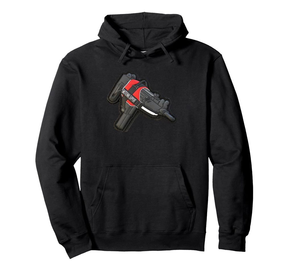 Stickthison Uzi Emotional Support Hoodie - Minimalist Print Men Women - T-Shirt, Sweatshirt, Hoodie