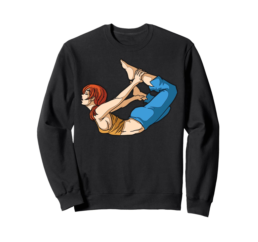 Cartoon Yoga Pose Illustration Sweatshirt - Unique Graphic for Adults - T-Shirt, Sweatshirt, Hoodie