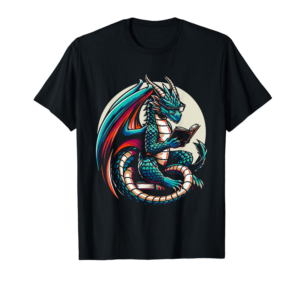 Dragon Reading Book Dragon Enthusiast T-Shirt - Novelty Apparel for Adults - T-Shirt, Sweatshirt, Hoodie