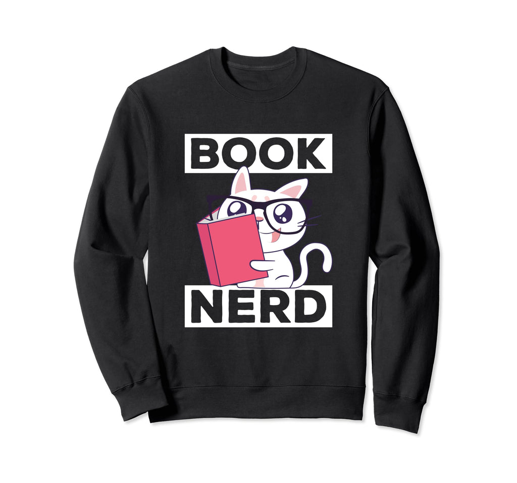 Book Nerd Nerdy Cat Reading Sweatshirt - Aesthetic Graphic for Adults - T-Shirt, Sweatshirt, Hoodie