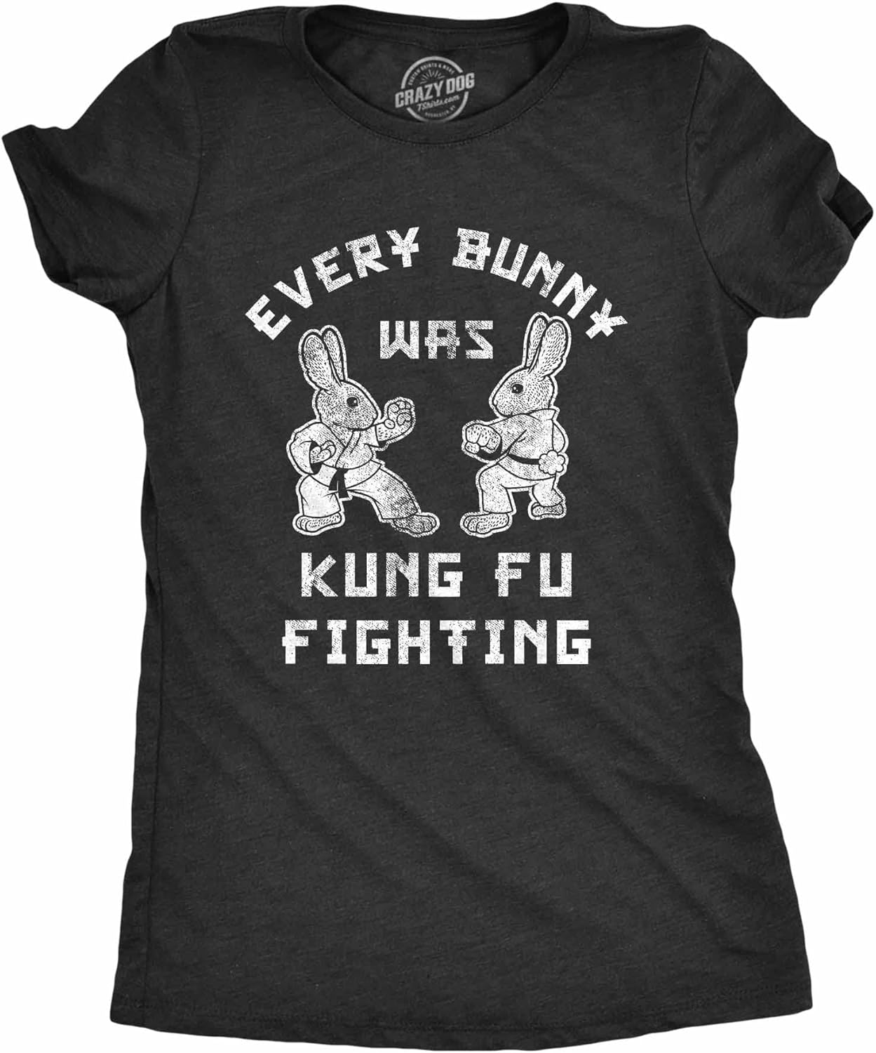 Funny Easter Bunny T-Shirt for Women  Every Bunny was Kung Fu Fighting Graphic Tee  Cute Spring Novelty Shirt for Easter - Black XL - T-Shirt, Sweatshirt, Hoodie