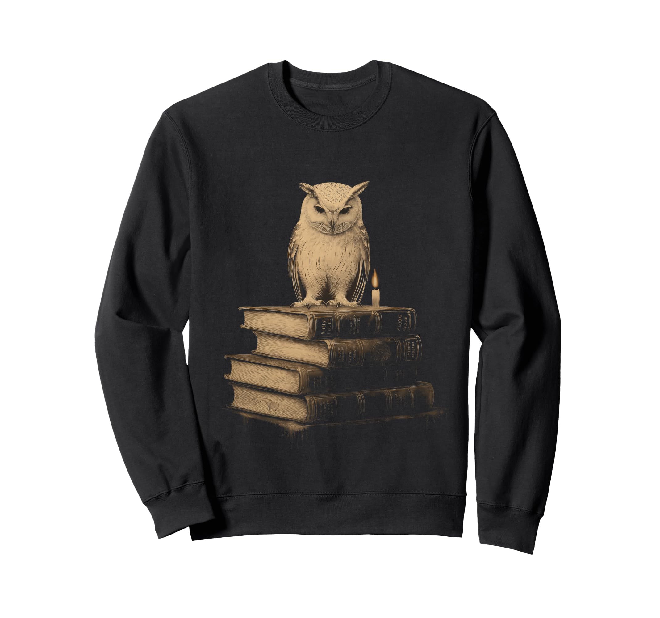 Dark Academia Owl Books Candle Library Sweatshirt - Unique Graphic Unisex - T-Shirt, Sweatshirt, Hoodie