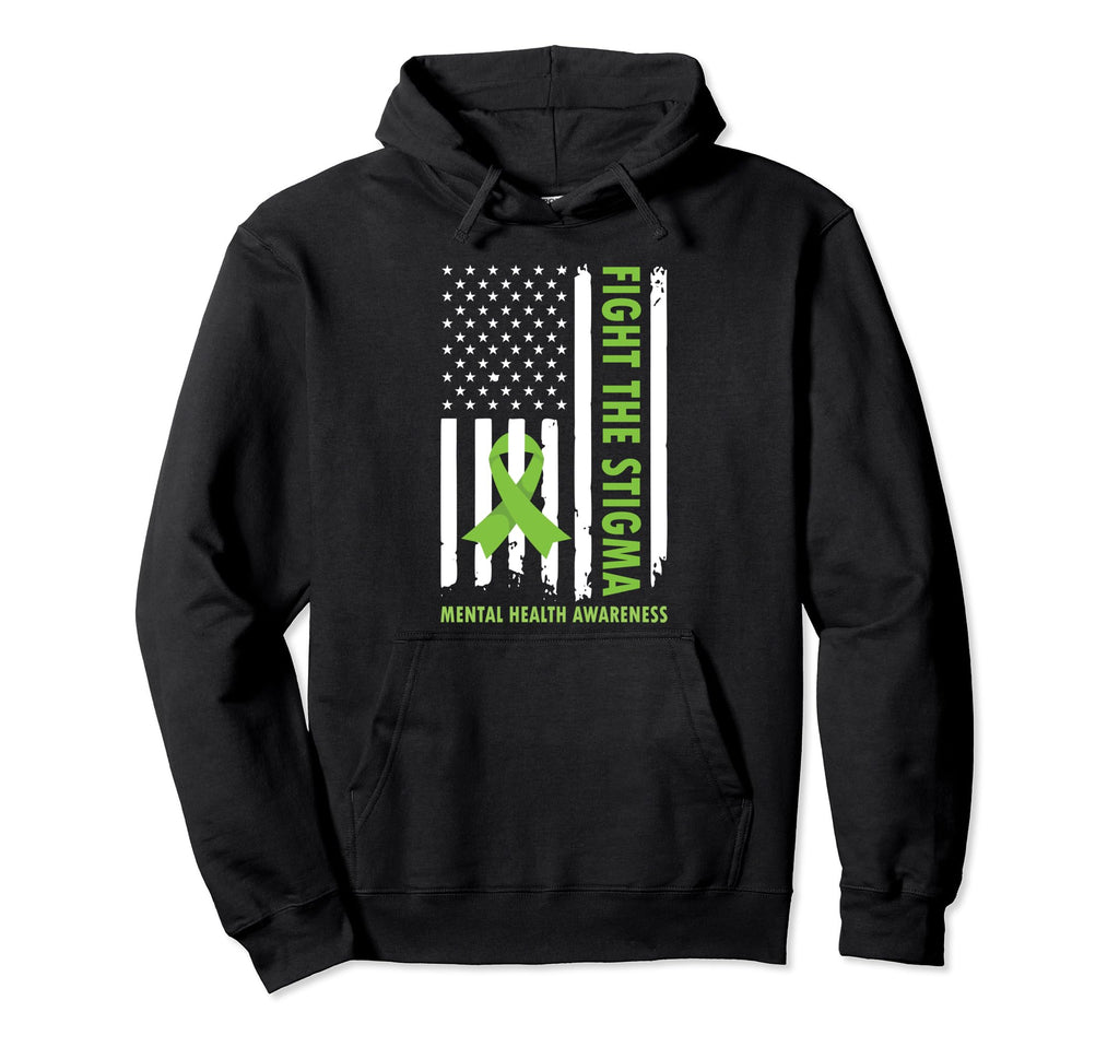 Fight Stigma Usa Flag Mental Health Hoodie - Trendy Graphic Men Women - T-Shirt, Sweatshirt, Hoodie