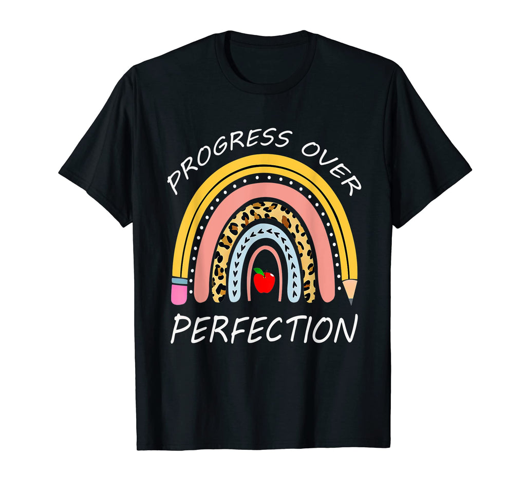Rainbow Progress Over Perfection T-Shirt - Minimalist Print Unisex - T-Shirt, Sweatshirt, Hoodie
