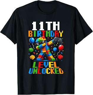 11th Birthday Building Brick Funny 11 Year Old Gamer Boys T-Shirt Unisex T-shirt, Sweatshirt, Hoodie, Long Sleeve Tee - T-Shirt, Sweatshirt, Hoodie