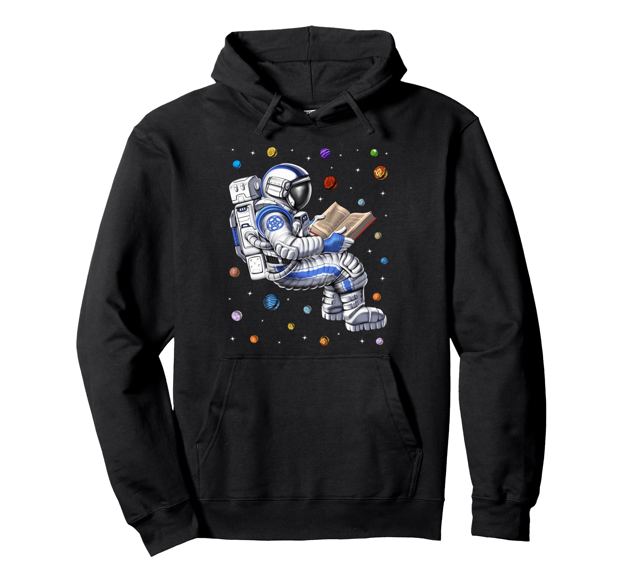 Space Astronaut Reading Book Bookworm Hoodie - Aesthetic Graphic Unisex - T-Shirt, Sweatshirt, Hoodie
