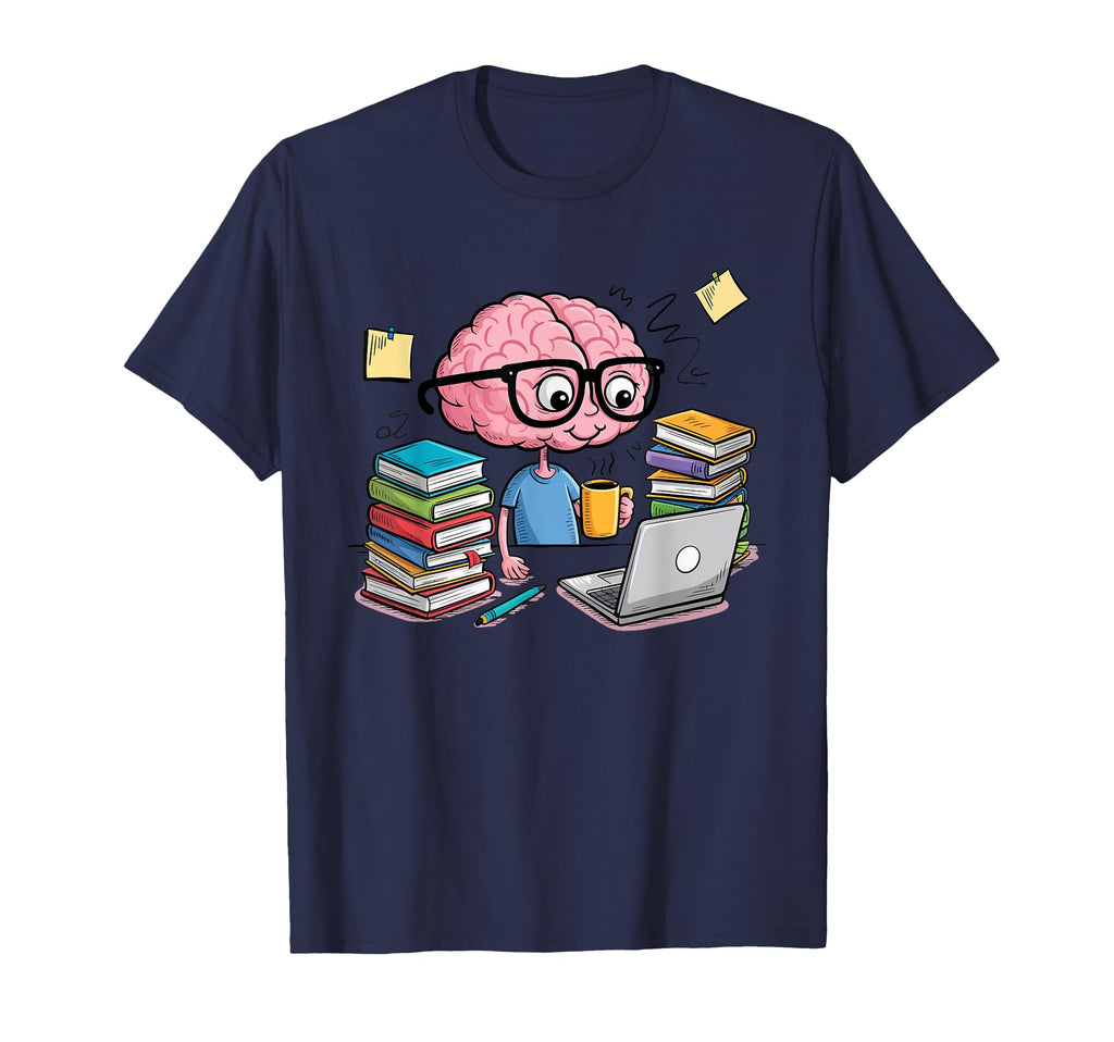 Study Session Brain Glasses Books T-Shirt - Minimalist Print for Adults - T-Shirt, Sweatshirt, Hoodie