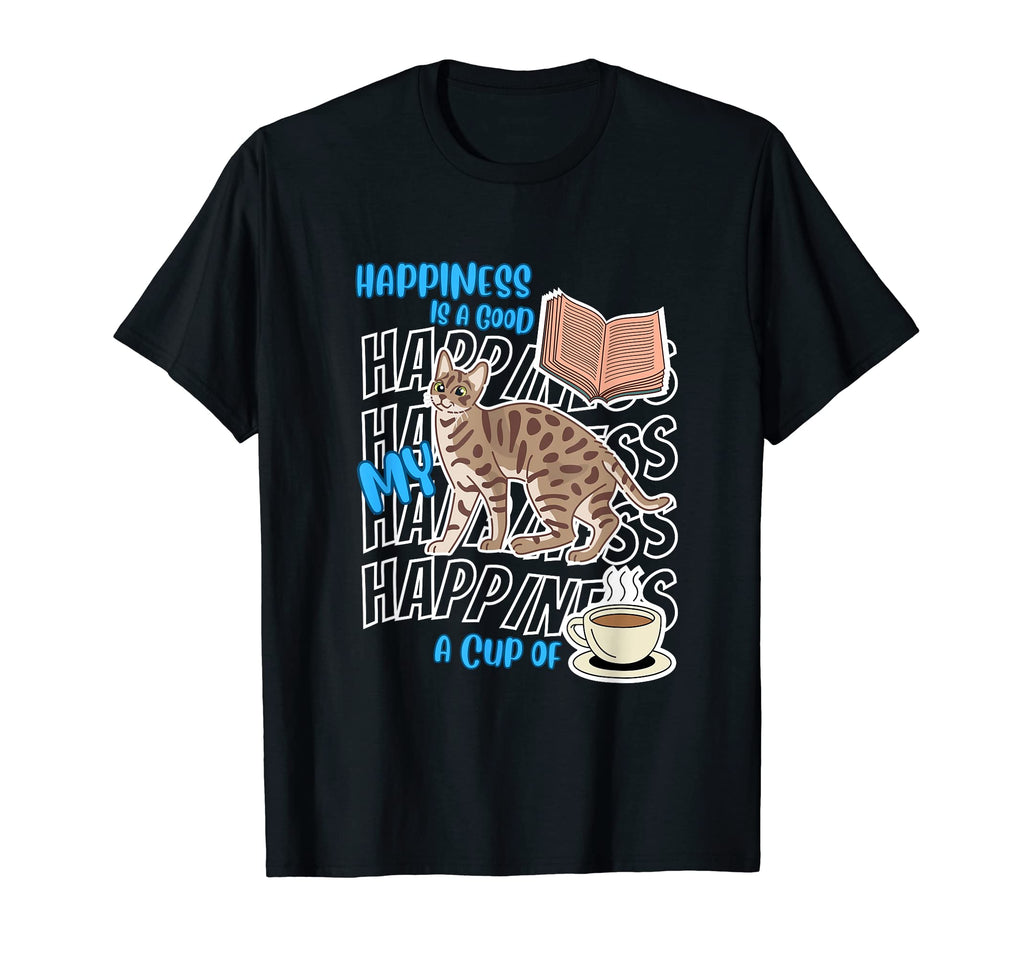 Happiness Is Bengal Cats Good Books T-Shirt - Custom Art Print Unisex - T-Shirt, Sweatshirt, Hoodie
