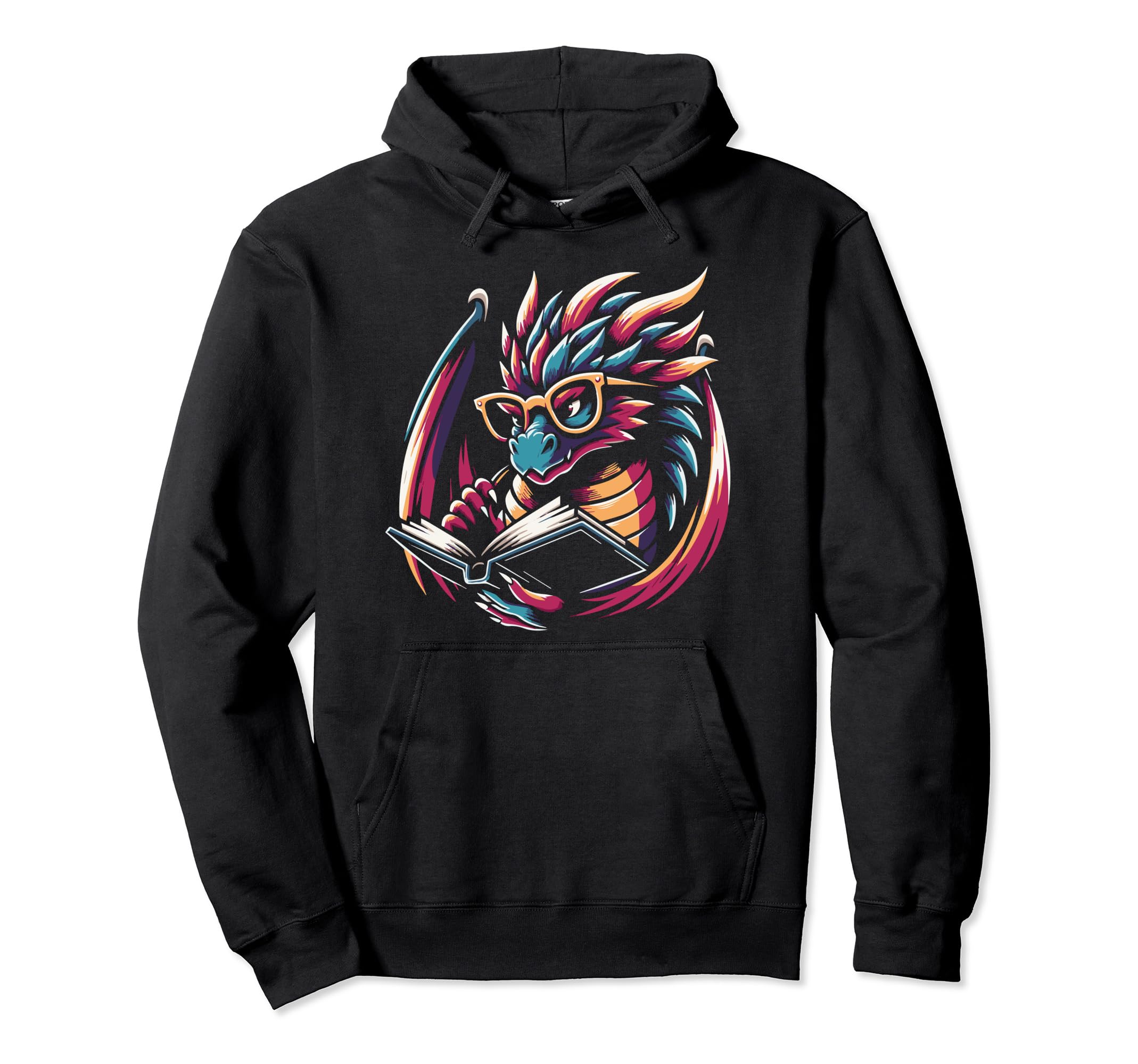Dragon Reading Book Dragon Enthusiast Hoodie - Fun Novelty Design Unisex - T-Shirt, Sweatshirt, Hoodie