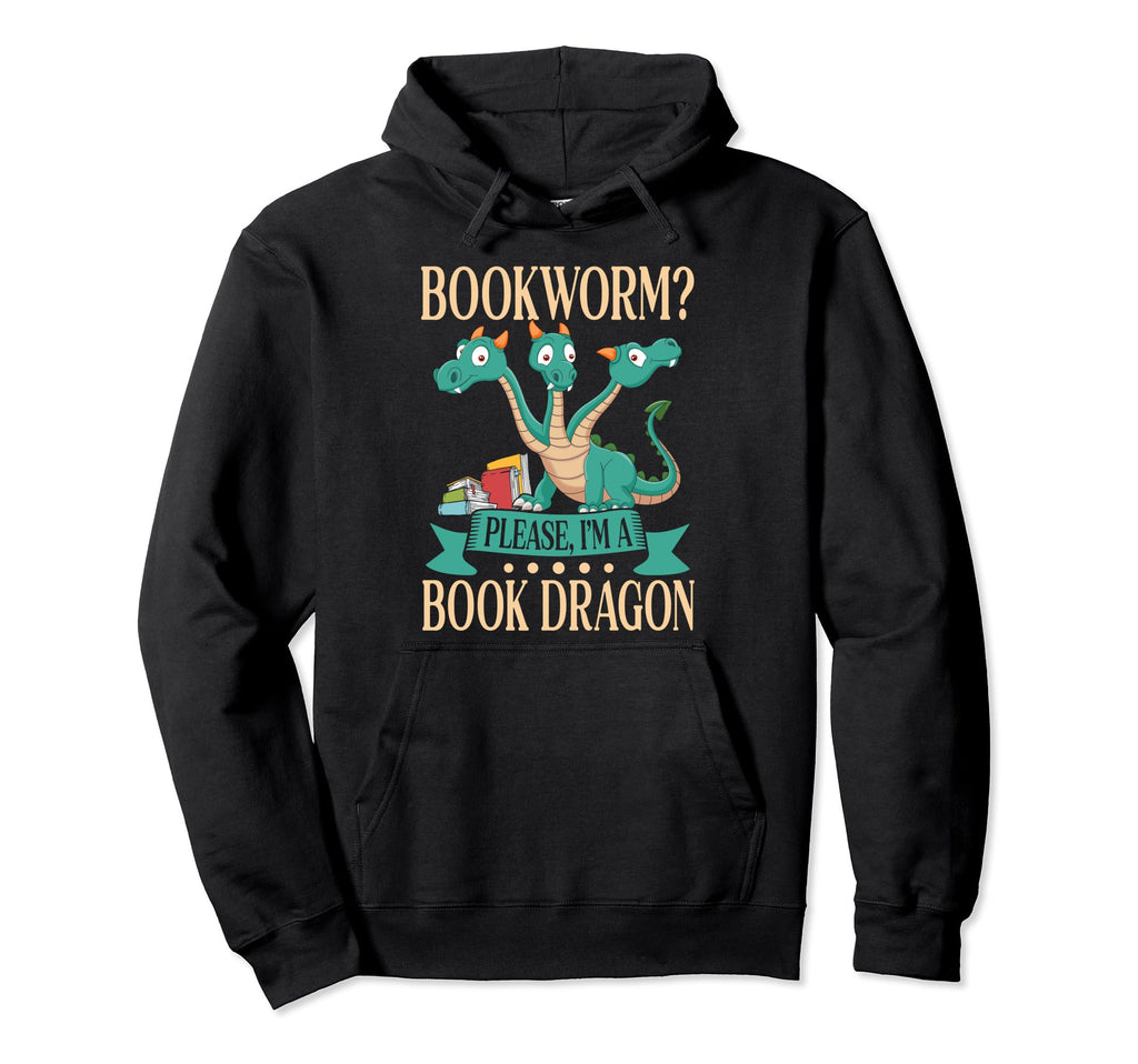Bookworm Book Dragon Hoodie - Minimalist Print Men Women - T-Shirt, Sweatshirt, Hoodie