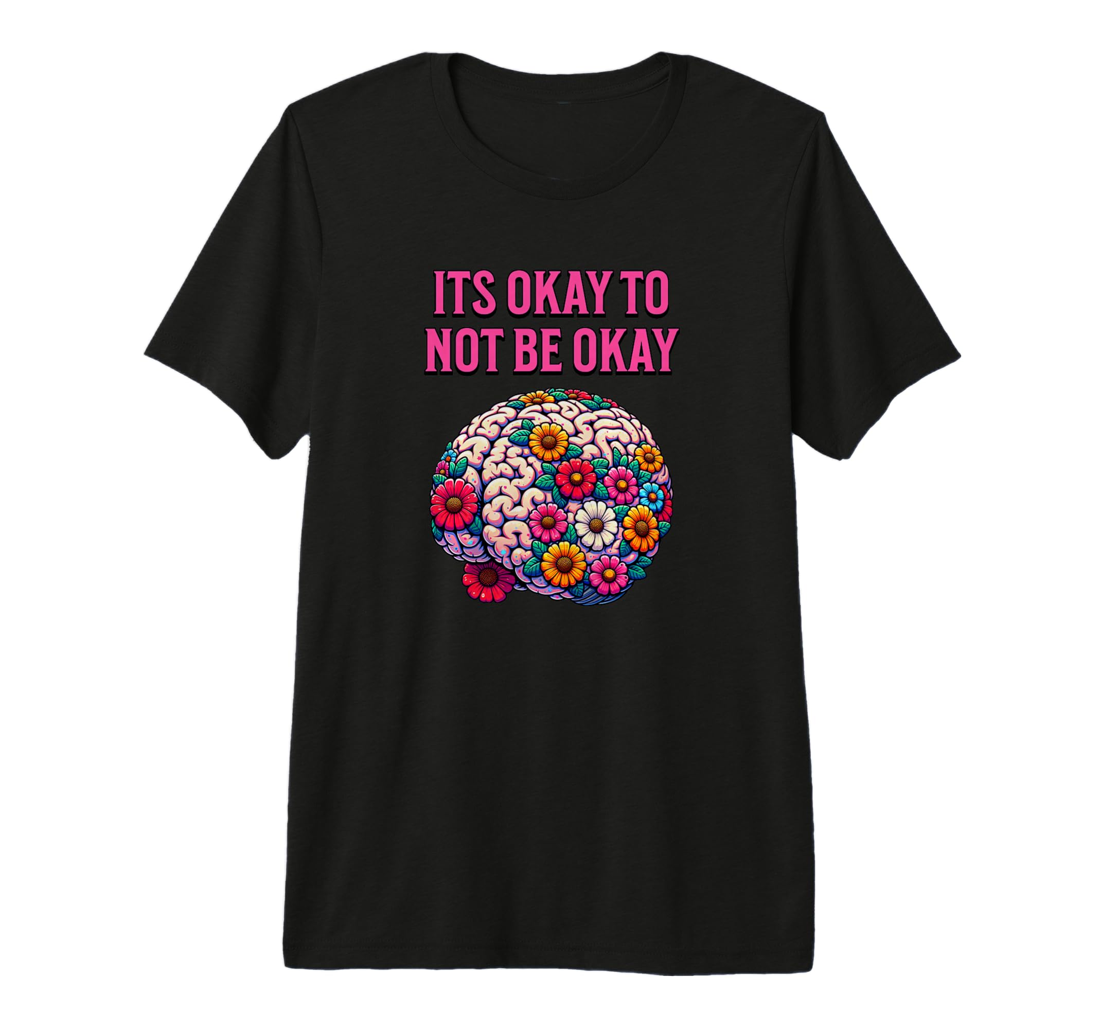 Mental Health Awareness Flower Brain Tri T-Shirt - Custom Art Print Unisex - T-Shirt, Sweatshirt, Hoodie