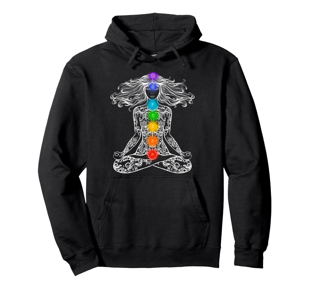 Yoga Lotus Pose Chakras Mandala Hoodie - Custom Art Print Men Women - T-Shirt, Sweatshirt, Hoodie