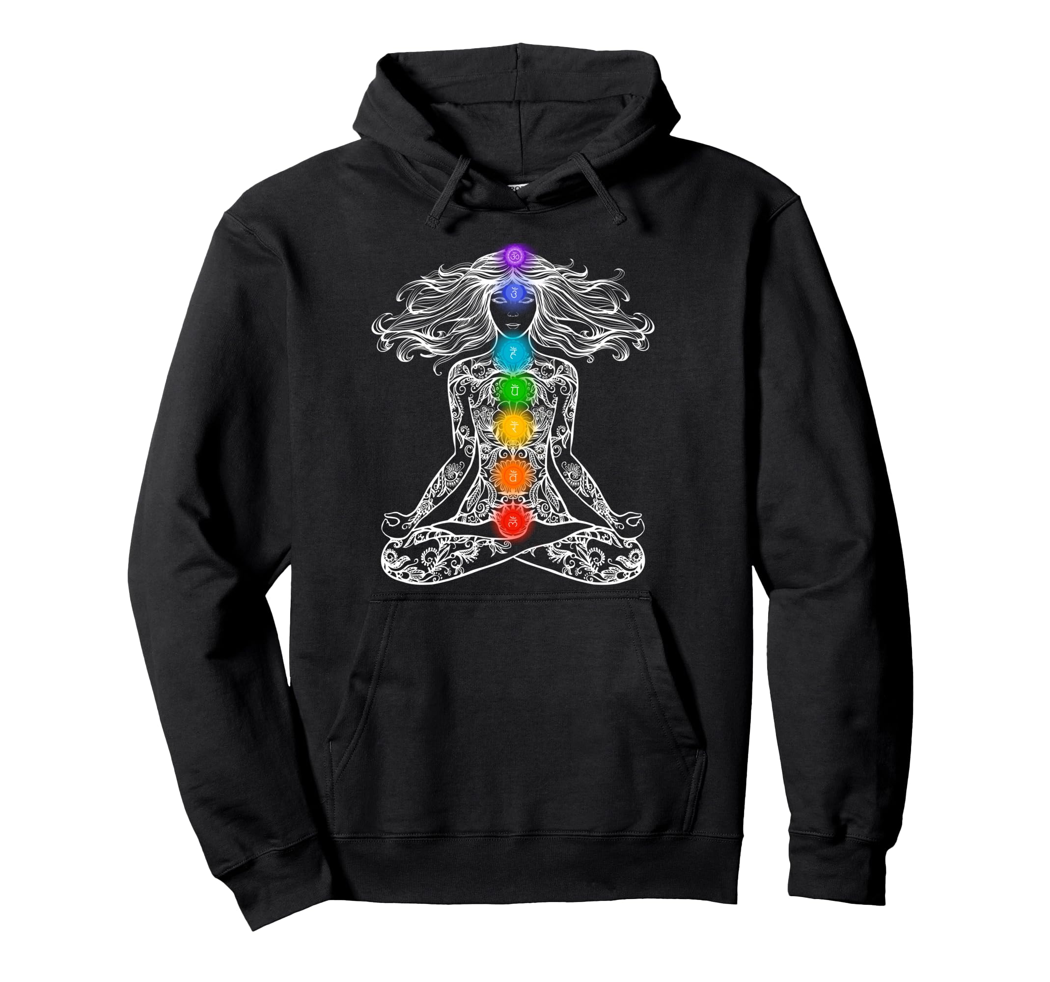 Yoga Lotus Pose Chakras Mandala Hoodie - Custom Art Print Men Women - T-Shirt, Sweatshirt, Hoodie