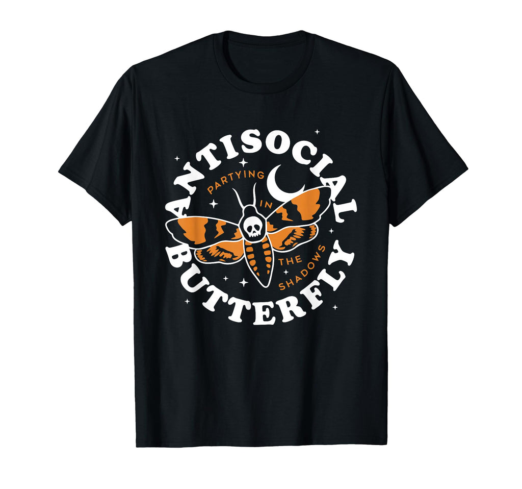 Antisocial Butterfly Partying Shadows T-Shirt - Graphic Print Unisex - T-Shirt, Sweatshirt, Hoodie