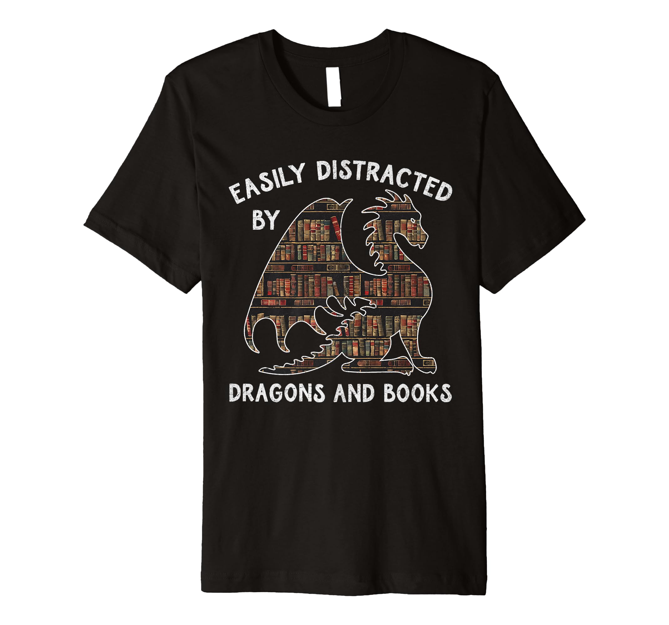 Easily Distracted Dragons And Books T-Shirt - Fun Novelty Design Unisex - T-Shirt, Sweatshirt, Hoodie