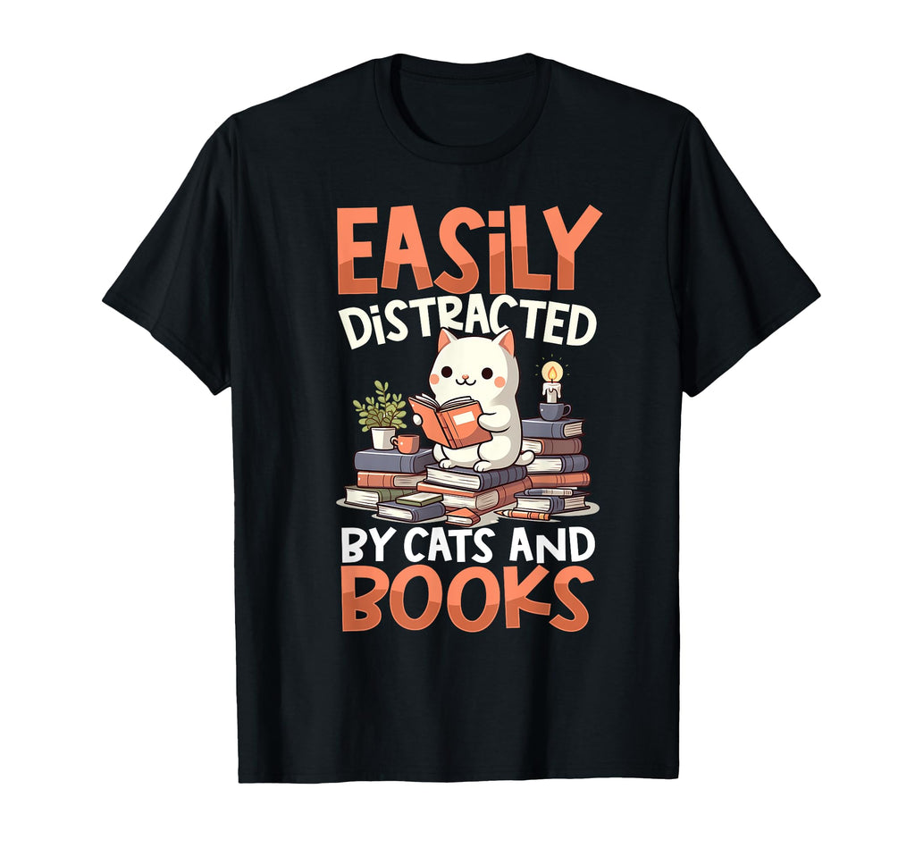 Cats Books Literature Reading Book T-Shirt - Unique Graphic Men Women - T-Shirt, Sweatshirt, Hoodie