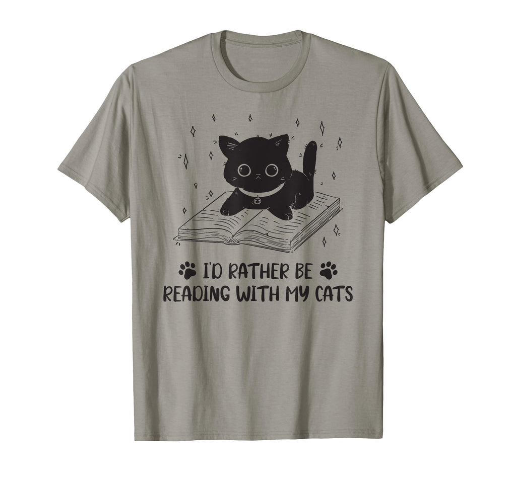 Id Rather Be Reading My Cat Book T-Shirt - Fun Novelty Design Men Women - T-Shirt, Sweatshirt, Hoodie