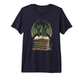 Green Celtic Dragon Perched Books Literary T-Shirt - Unique Graphic Unisex - T-Shirt, Sweatshirt, Hoodie