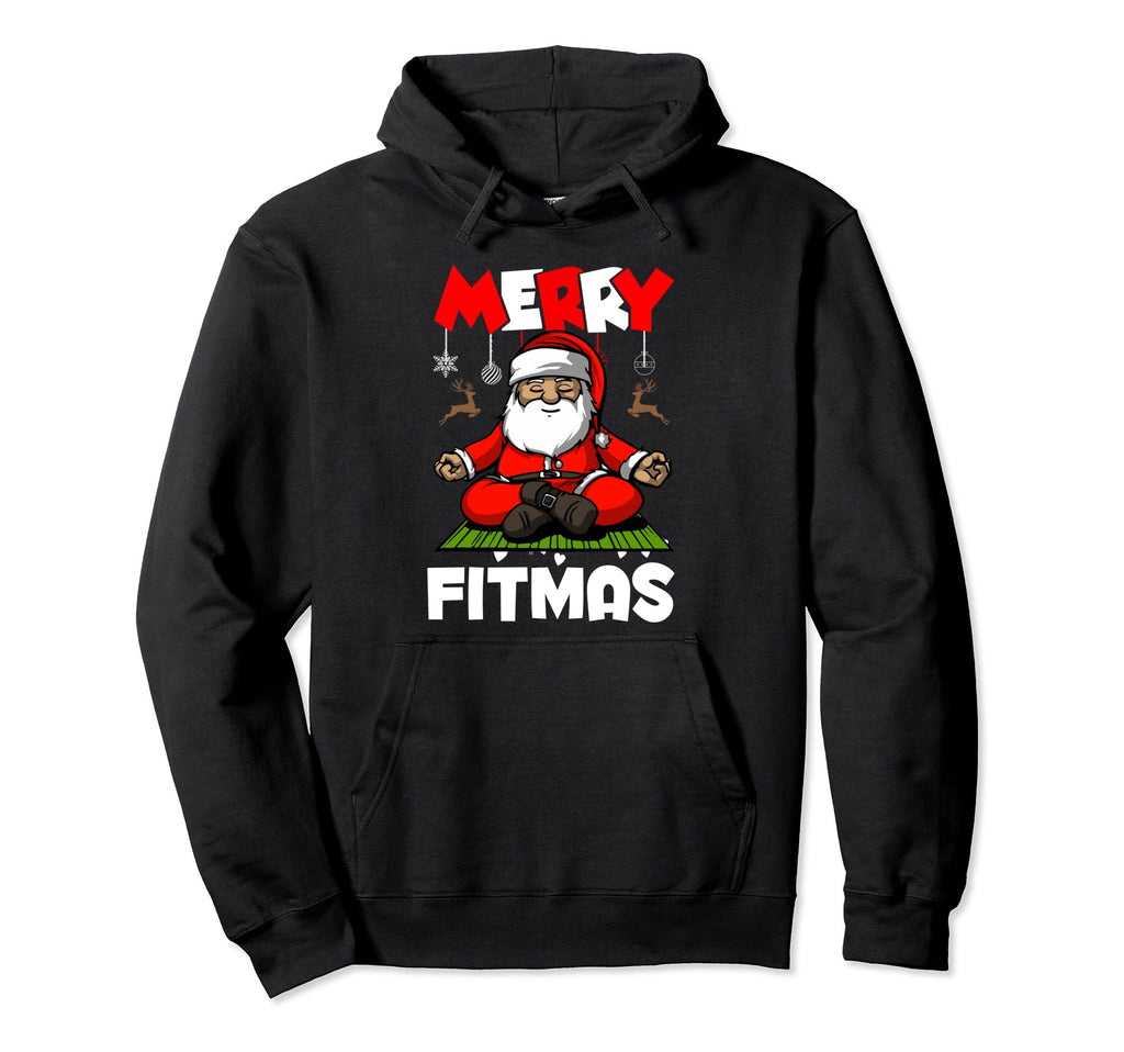 Merry Fitmas Santa Claus Yoga Hoodie - Custom Art Print for Adults - T-Shirt, Sweatshirt, Hoodie